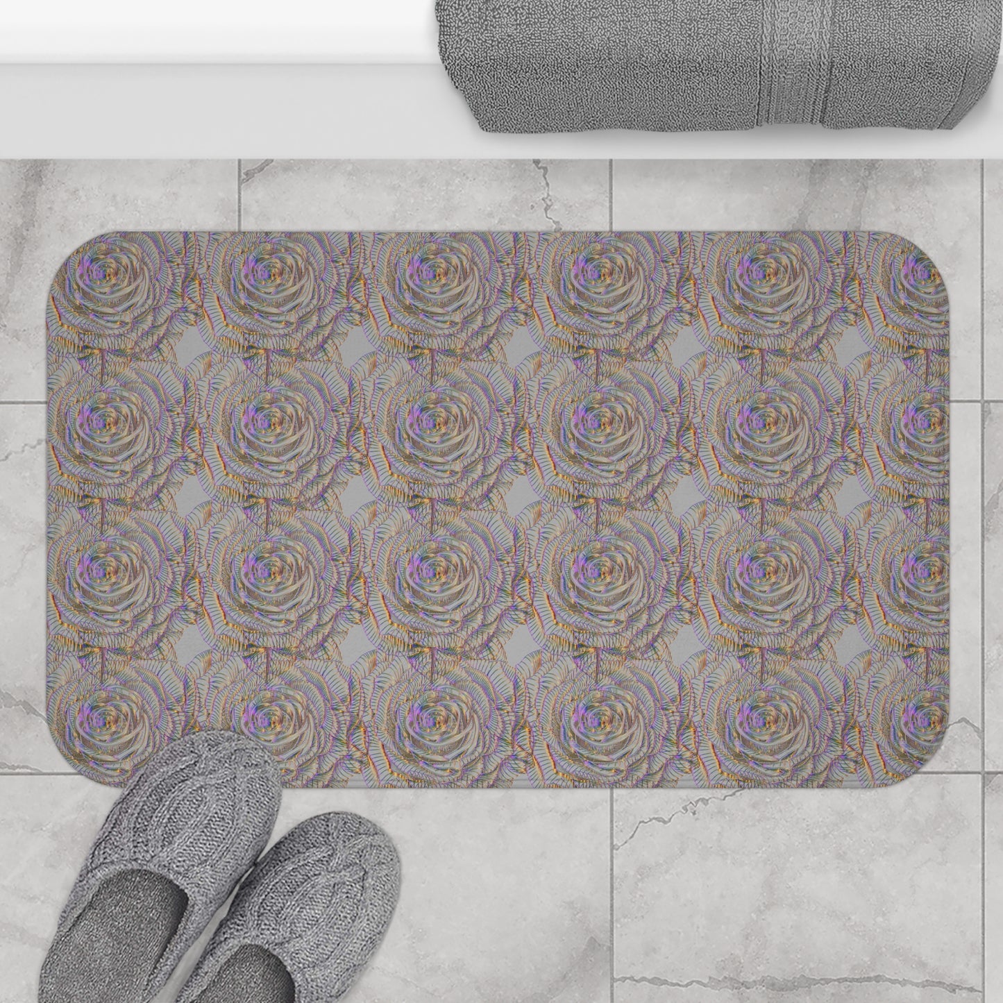 Elegant Floral Bath Mat, Rose Design, Home Decor, Bathroom Accessories, Gift for Her, Mothers Day, Wedding