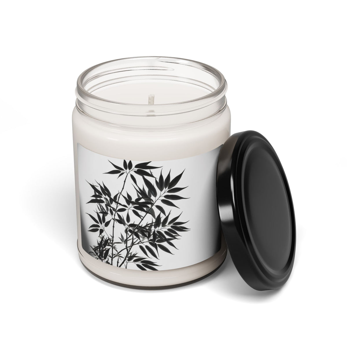Soy Candle - Black Botanical Silhouette Scented Jar (9oz)