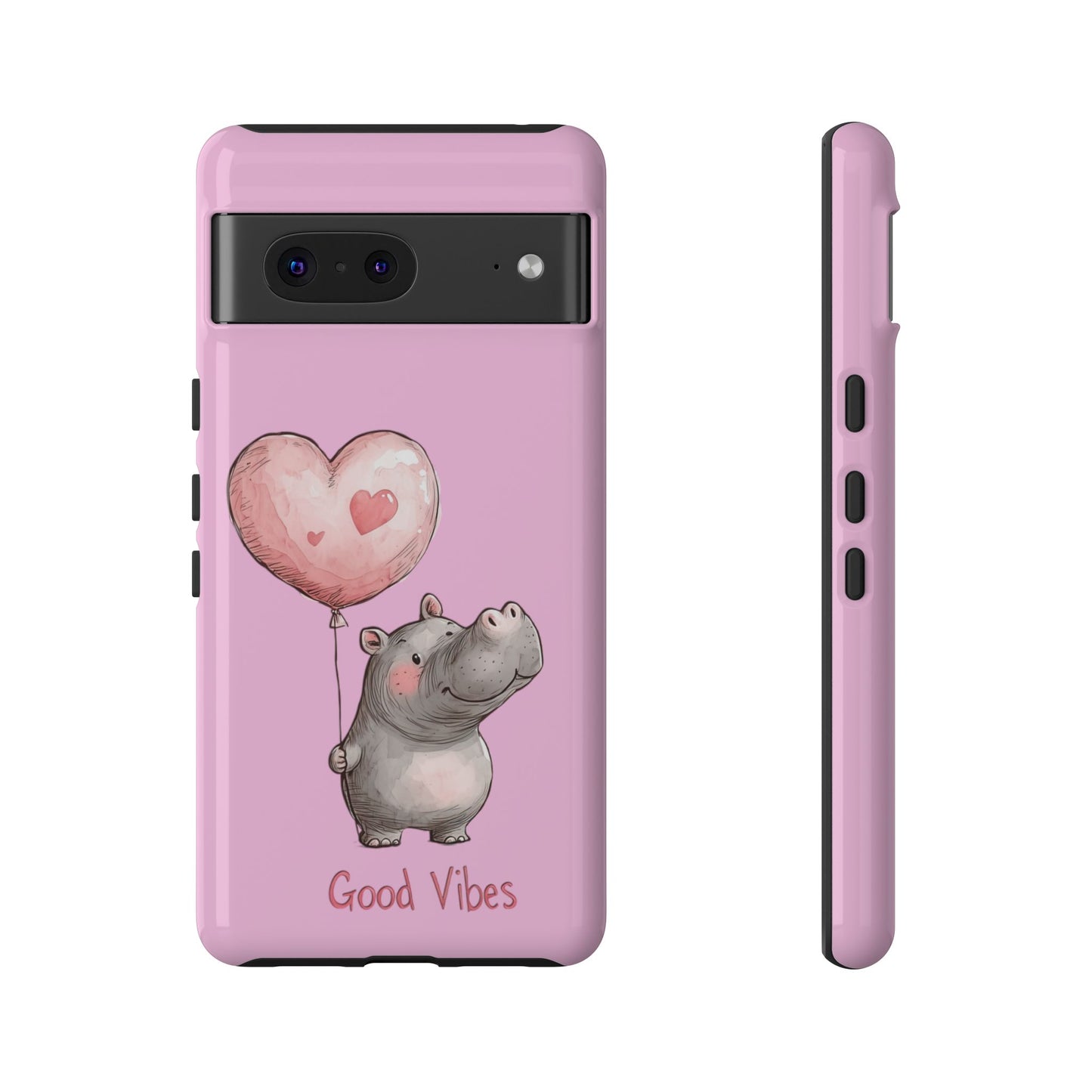 Cute Hippo Phone Case | Good Vibes, Gift for Friends, Cute Phone Accessories, Animal Lover Gift, Happy Phone Cover