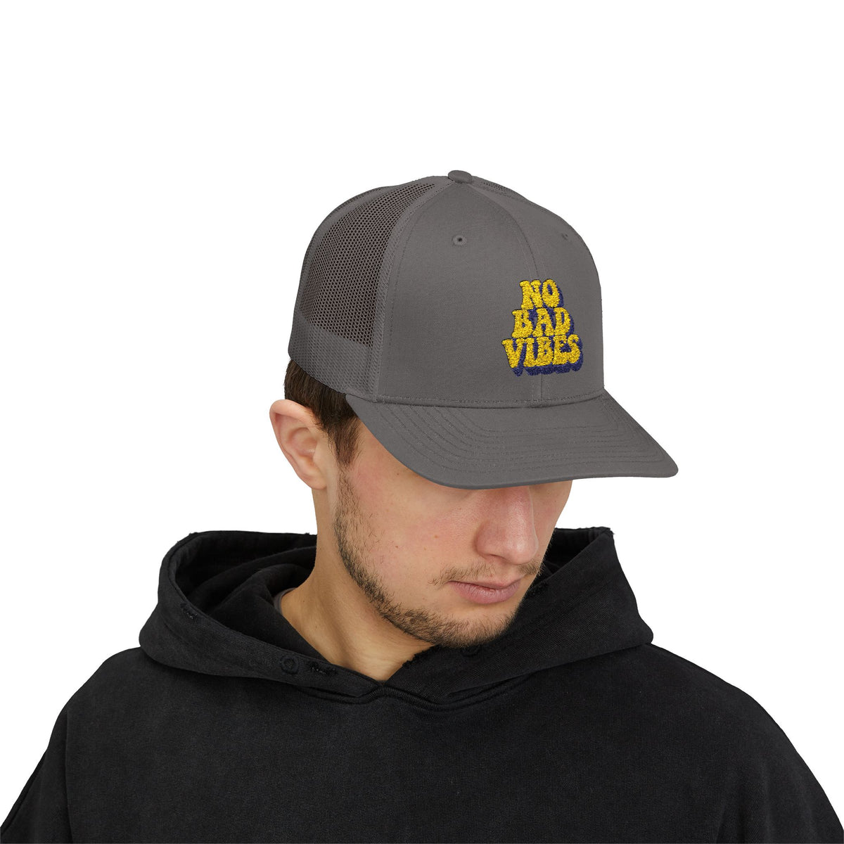 No Bad Vibes Snapback Trucker Cap | Casual Summer Hat, Gift for Her, Trendy Accessory, Outdoor Fun, Festival Wear