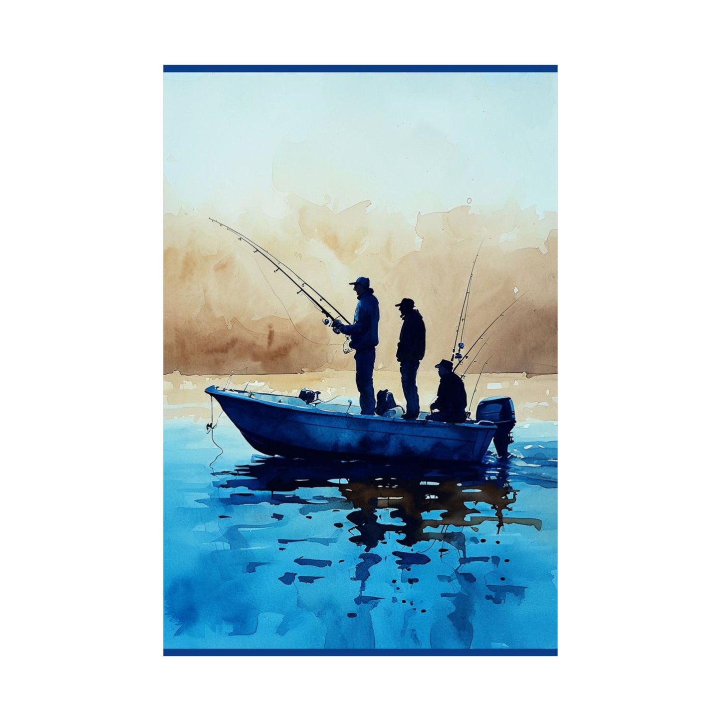 Fishing Adventure Matte Vertical Posters, Watercolor Art Print, Wall Decor,