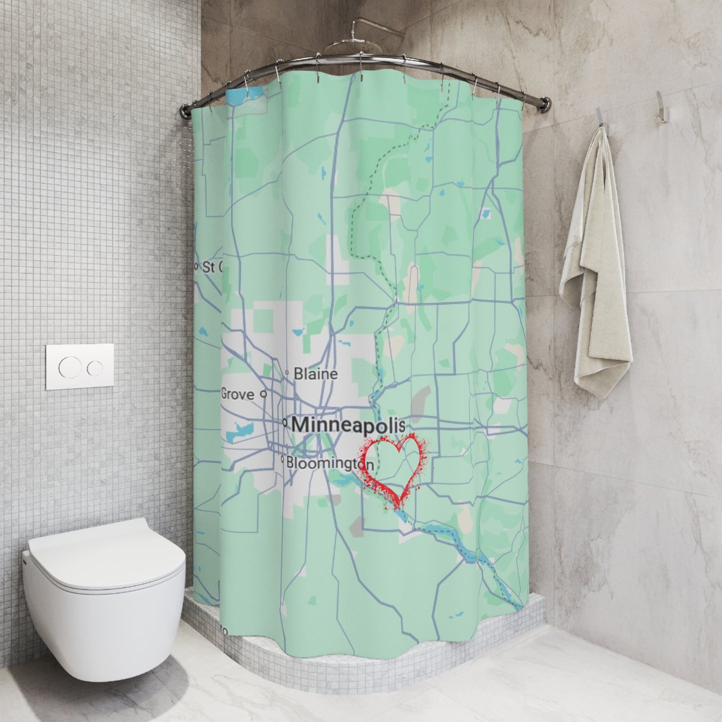 Personalized Map Shower Curtain, Custom Home Decor, Bathroom Gift, Wedding Gift, Housewarming, Unique Gift Idea