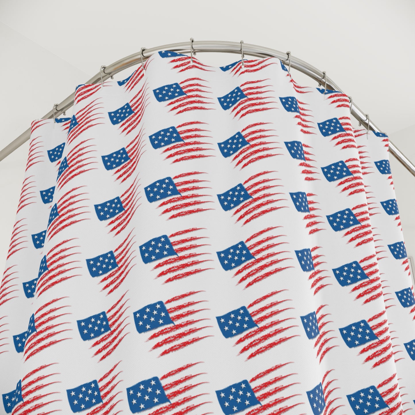Patriotic Shower Curtain, Americana Decor, Independence Day Gift, Bathroom Accessories, Red White Blue Design