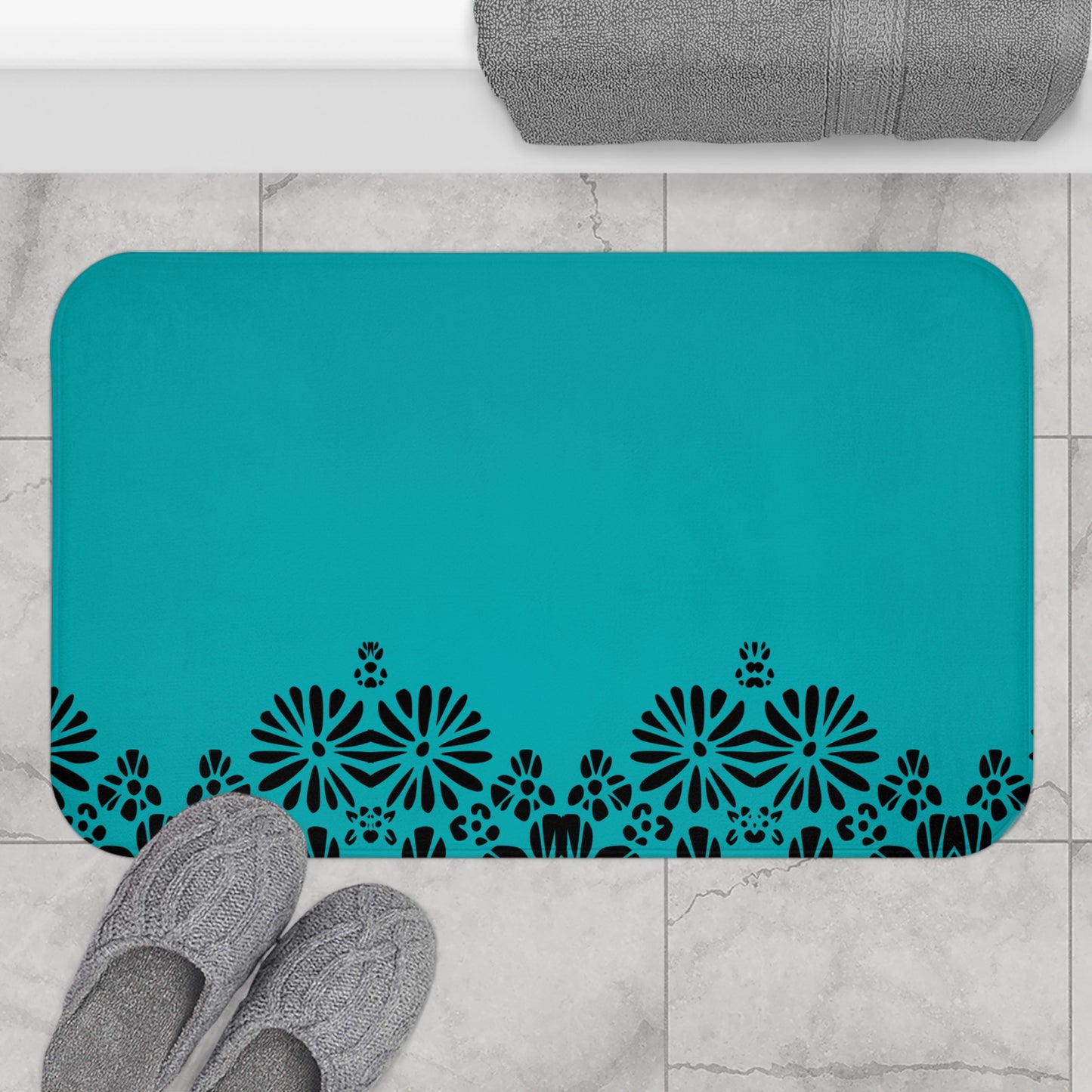 Floral Elegance Bath Mat - Chic Bathroom Decor, Home Spa Essentials, Gift for Her, Modern Design, Cozy Comfort