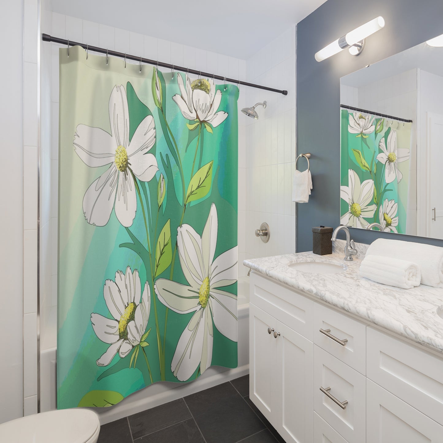 Vibrant Floral Shower Curtain, Boho Bathroom Decor, Great for Home Makeovers, Ideal Gift for Housewarmings and Weddings, Nature-Inspired