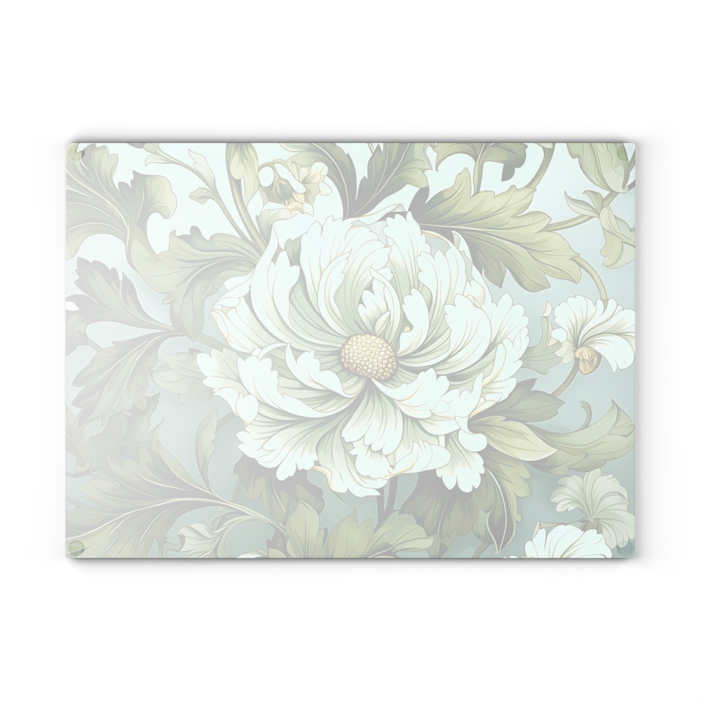 Floral Glass Cutting Board - Elegant Kitchen Decor, Gift for Cooks, Flower Kitchenware, Home Cooking, Mother's Day, Wedding Gift