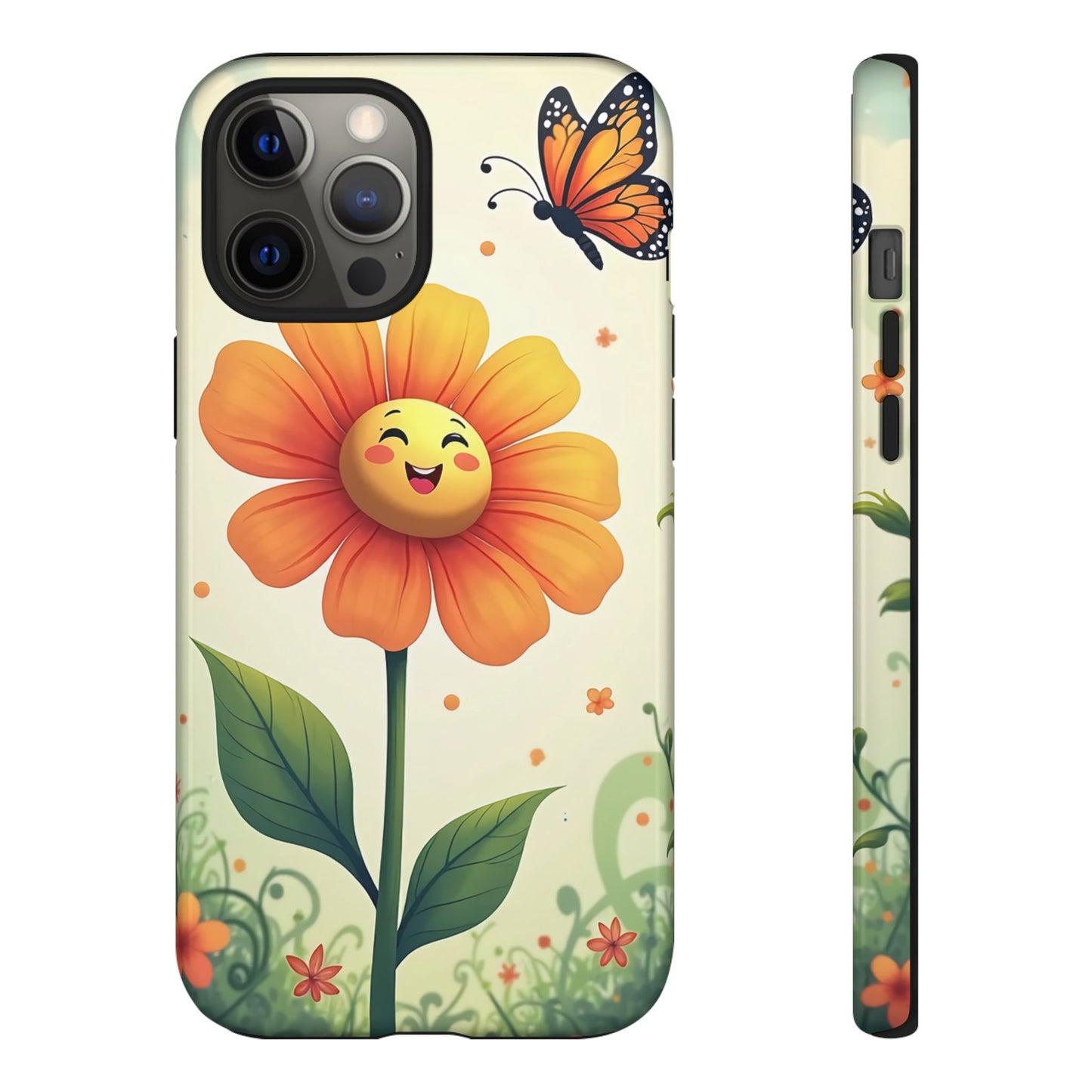 Floral Phone Case with Butterfly Design, Cute Flower Phone Cover for Nature Lovers, Eco-Friendly Gift, Spring Vibes, Birthday Present