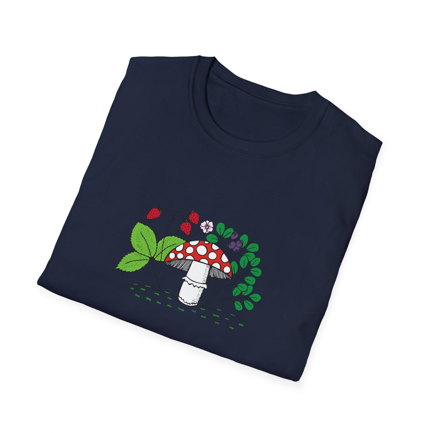 Whimsical Mushroom T-Shirt for Nature Lovers, Casual Tees, Gift for Gardeners, Unisex Softstyle Shirt, Eco-Friendly Apparel
