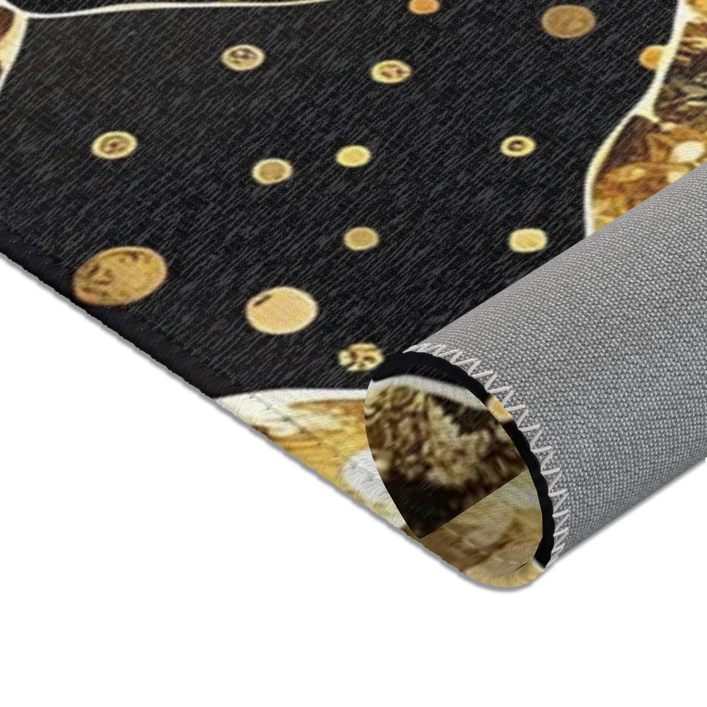 Elegant Area Rug with Gold and Black Pattern