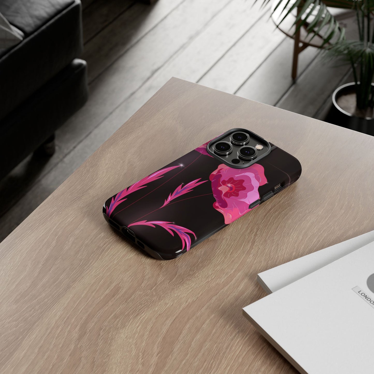 Floral iPhone Case | Tough Cases with Pink Poppy Design, Elegant Flower Phone Cover, Gift for Her, Spring Accessories, Chic Tech