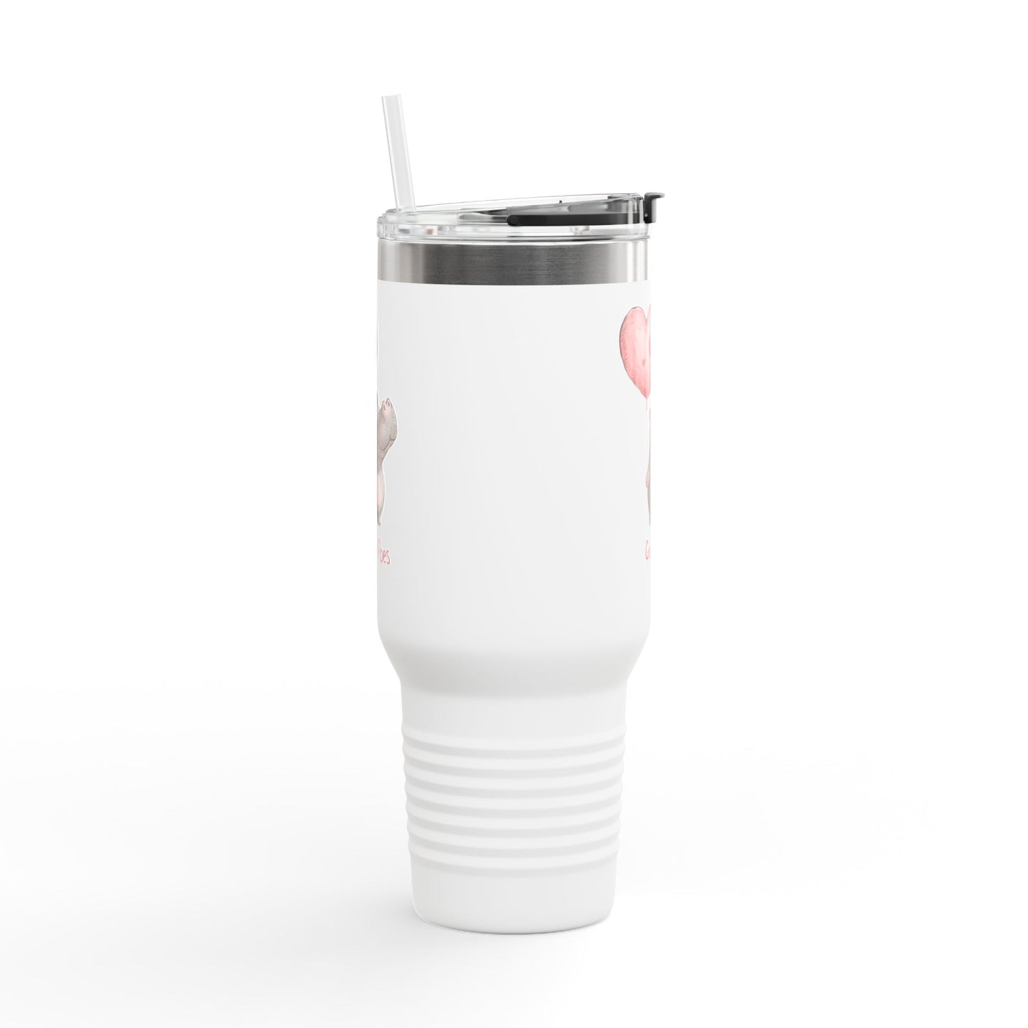Cute Hippo Good Vibes Insulated Travel Mug | 40oz | Fun Drinkware | Perfect for Travel, Gifts, Picnic, or Daily Use