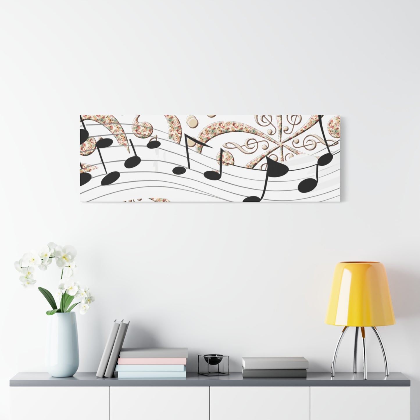 Musical Note Canvas Art, Floral Decor for Home, Music Lover Gift, Wall Art for Musicians, Unique Gift Idea
