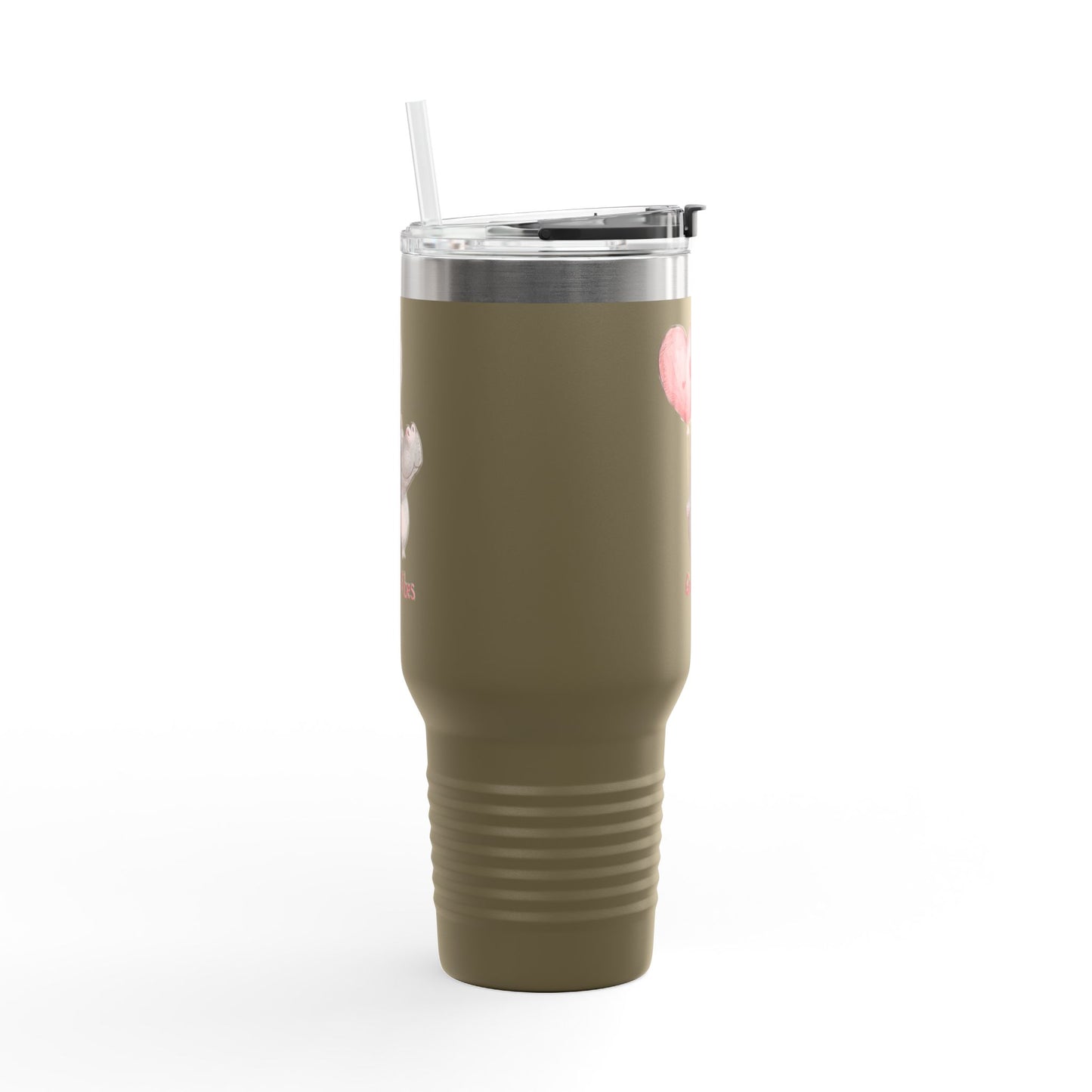 Cute Hippo Good Vibes Insulated Travel Mug | 40oz | Fun Drinkware | Perfect for Travel, Gifts, Picnic, or Daily Use