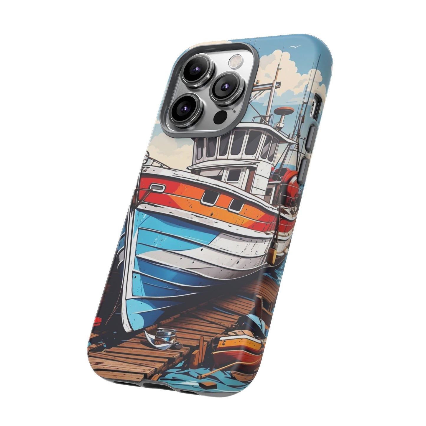 Colorful Fishing Boat Phone Case | Nautical Gift, Marine Design, Coastal Aesthetic, Summer Vibes, Sea Lover's Accessory