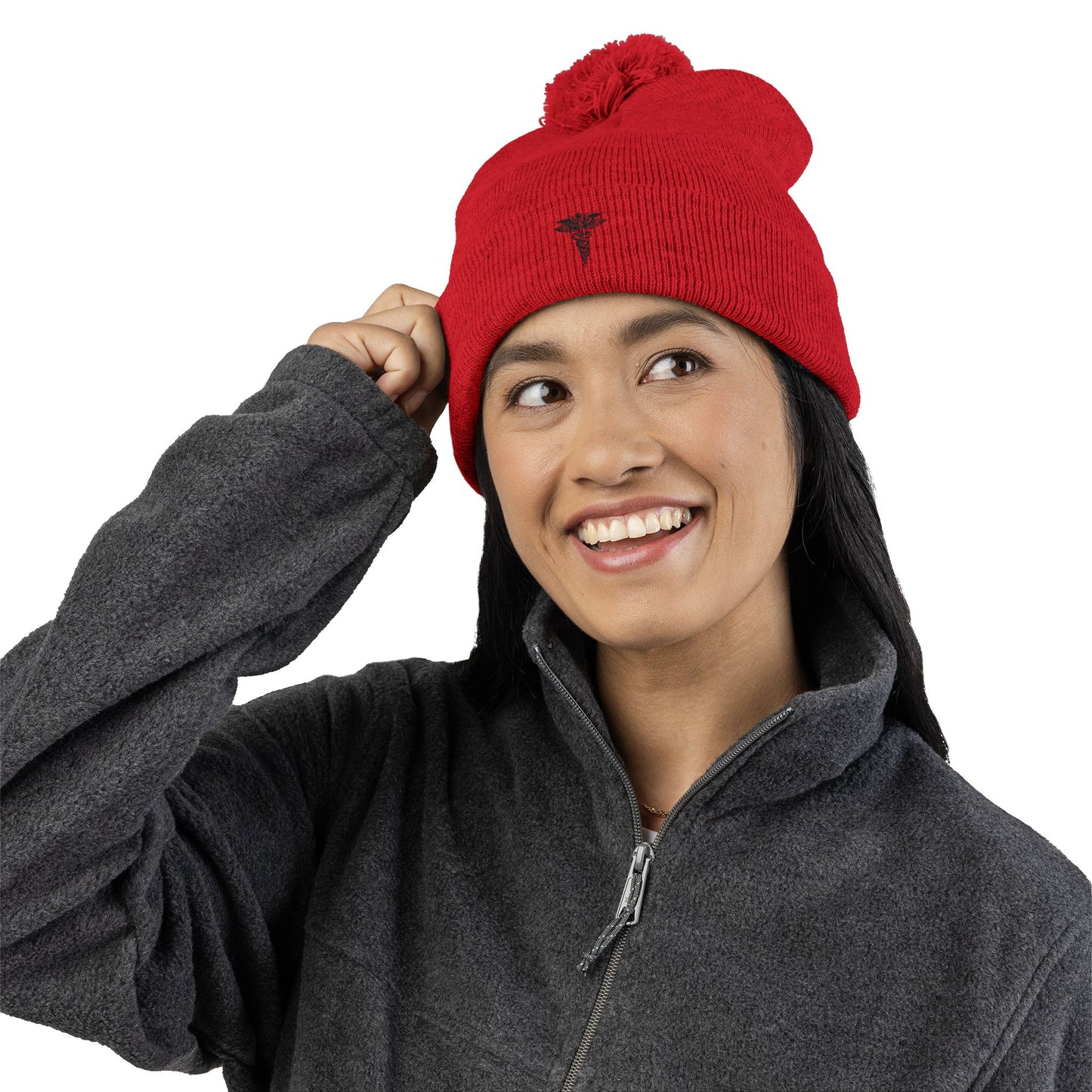 Cozy Pom-Pom Knit Cap, Winter Beanie, Embroidered Hat, Gift for Him/Her, Stylish Knitwear, Cold Weather Accessory