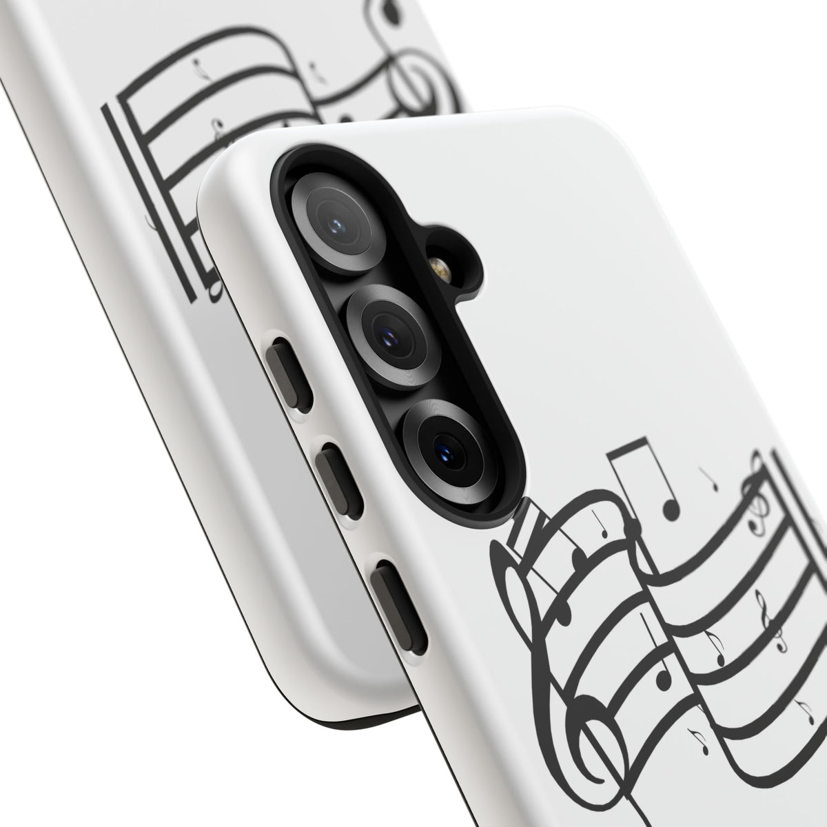 Musical Notes Phone Case — Black Treble Clef Music Staff Tough Case