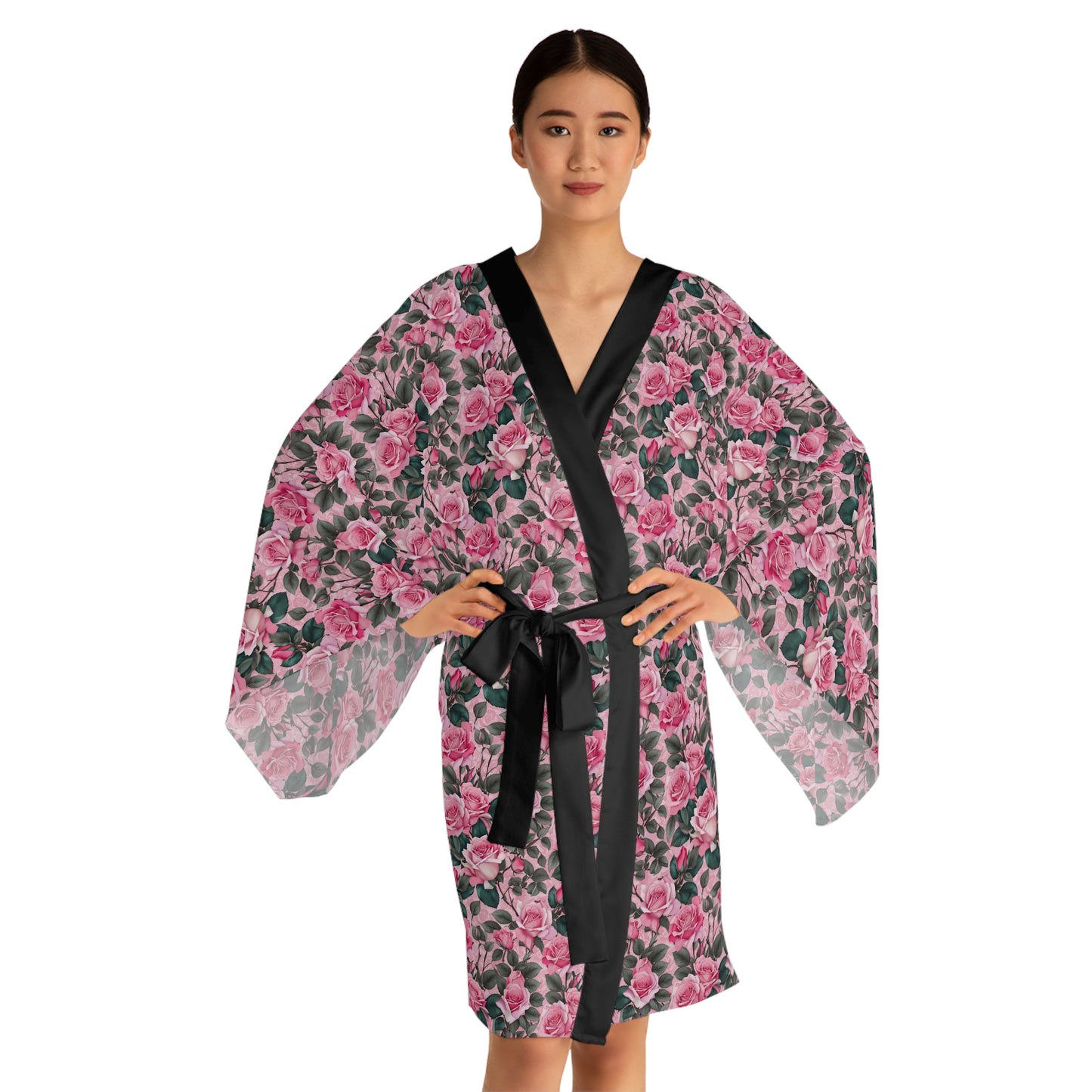 Floral Long Sleeve Kimono Robe, Cozy Loungewear, Gift for Her, Relaxing Homewear, Boho Chic, Mother's Day Robe