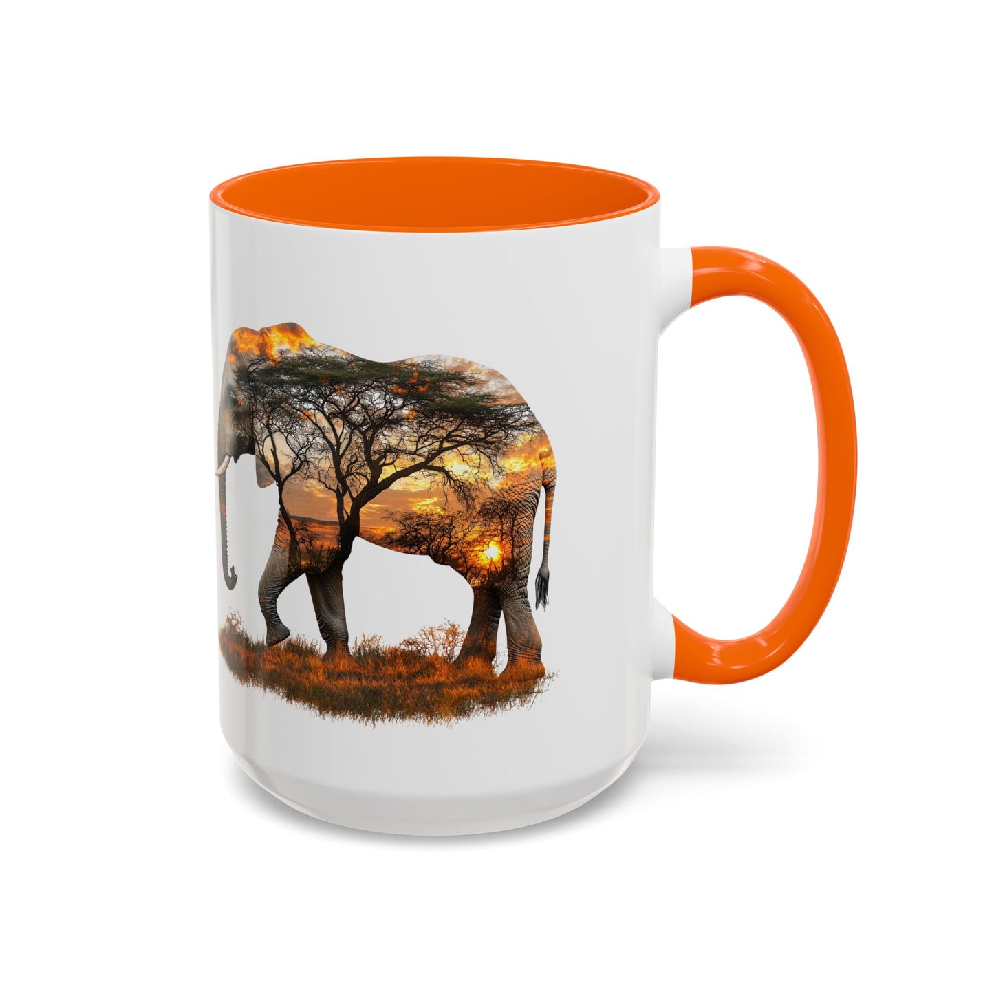 Elegant Elephant Accent Coffee Mug - Nature Lover Gift, Animal Lover Mug, Unique Home Decor, Wildlife Conservation, Travel Mug