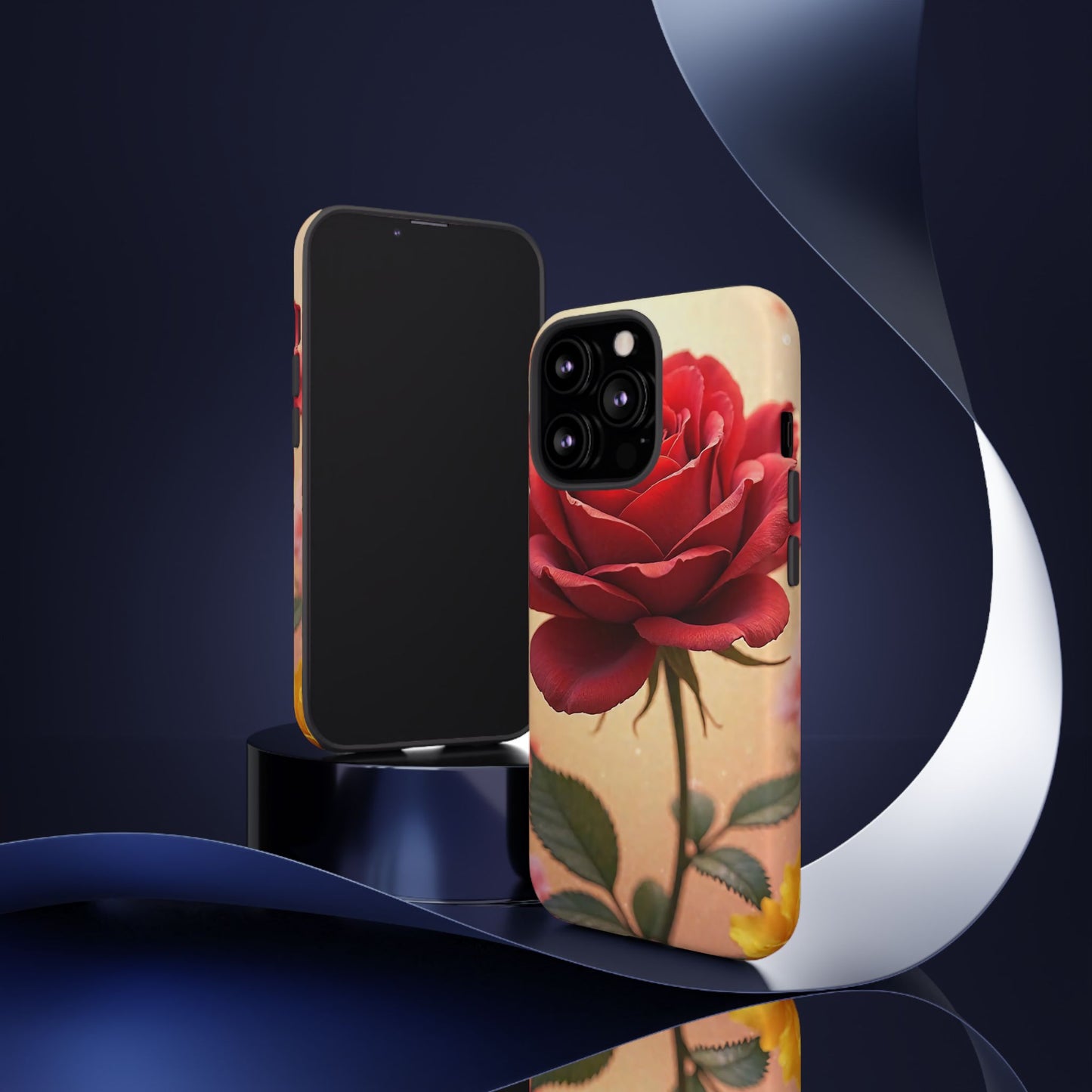 Floral Phone Case with Red Rose Design, Tough Phone Cover, Flower Print, Gift for Her, Stylish Accessory, Floral Aesthetic