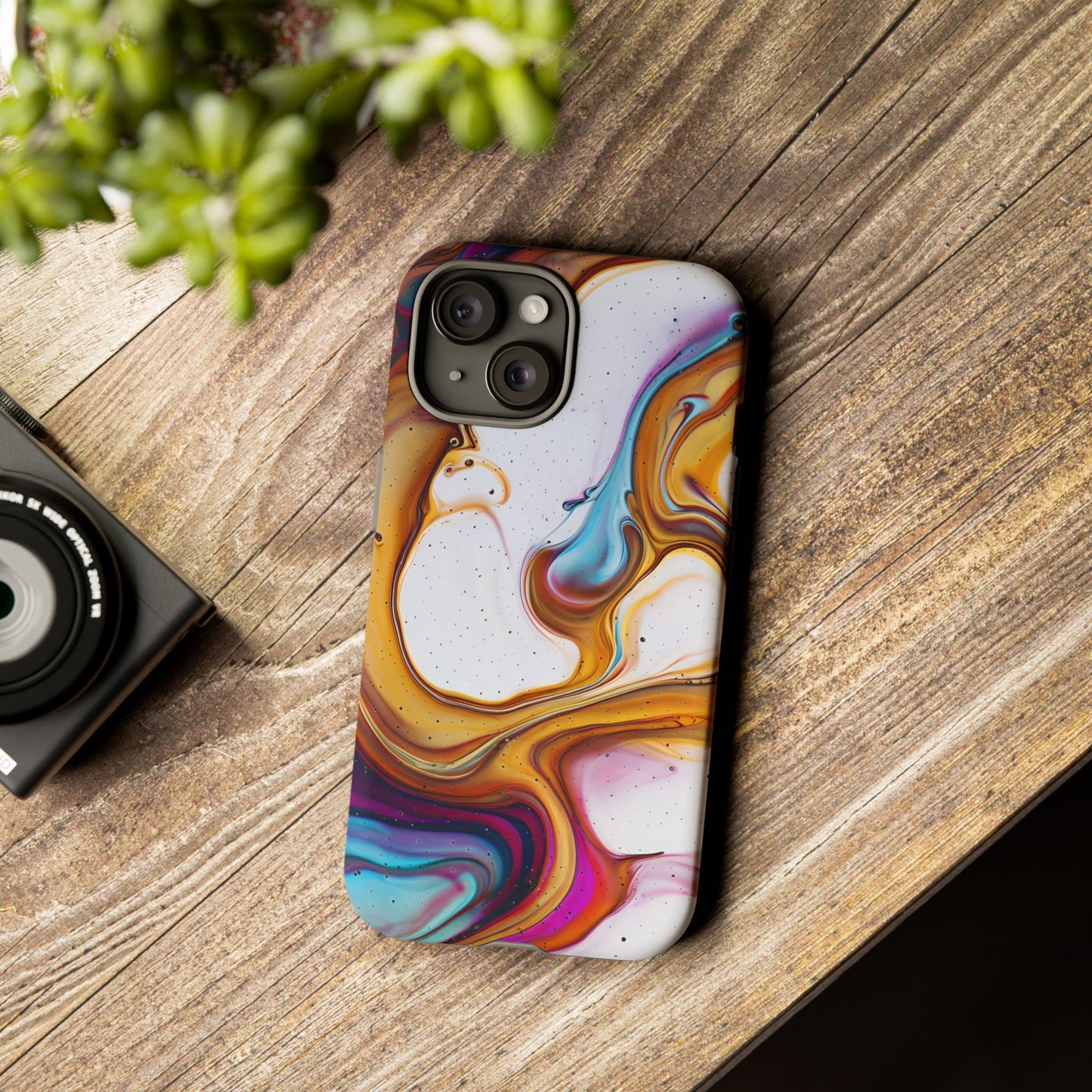 Artistic Phone Case, Tough Cases with Colorful Marble Design