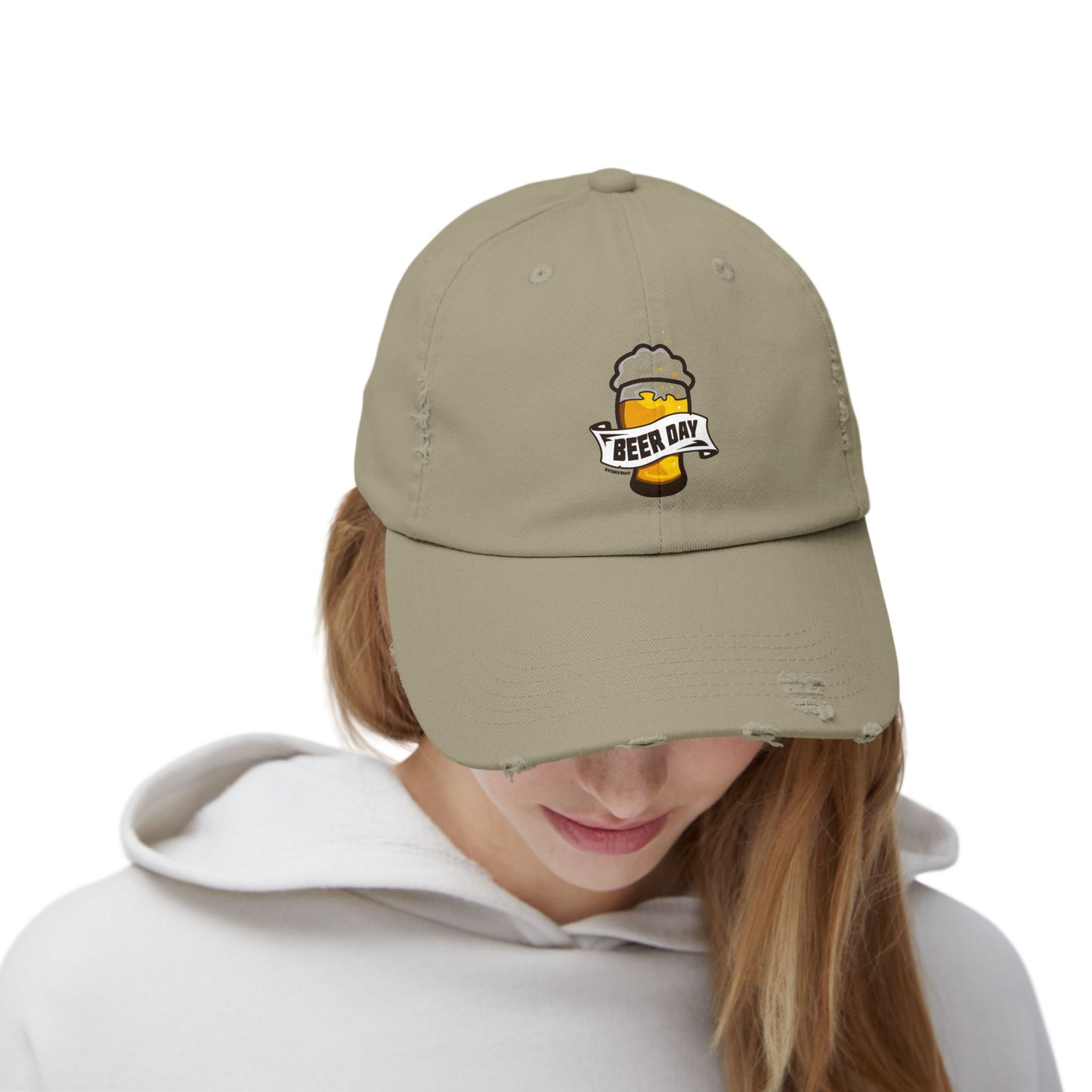 Beer Day Unisex Distressed Cap, Relaxed Fit Hat, Gift for Beer Lovers, Casual Fashion, Fun Party Accessory, Craft Beer Celebration