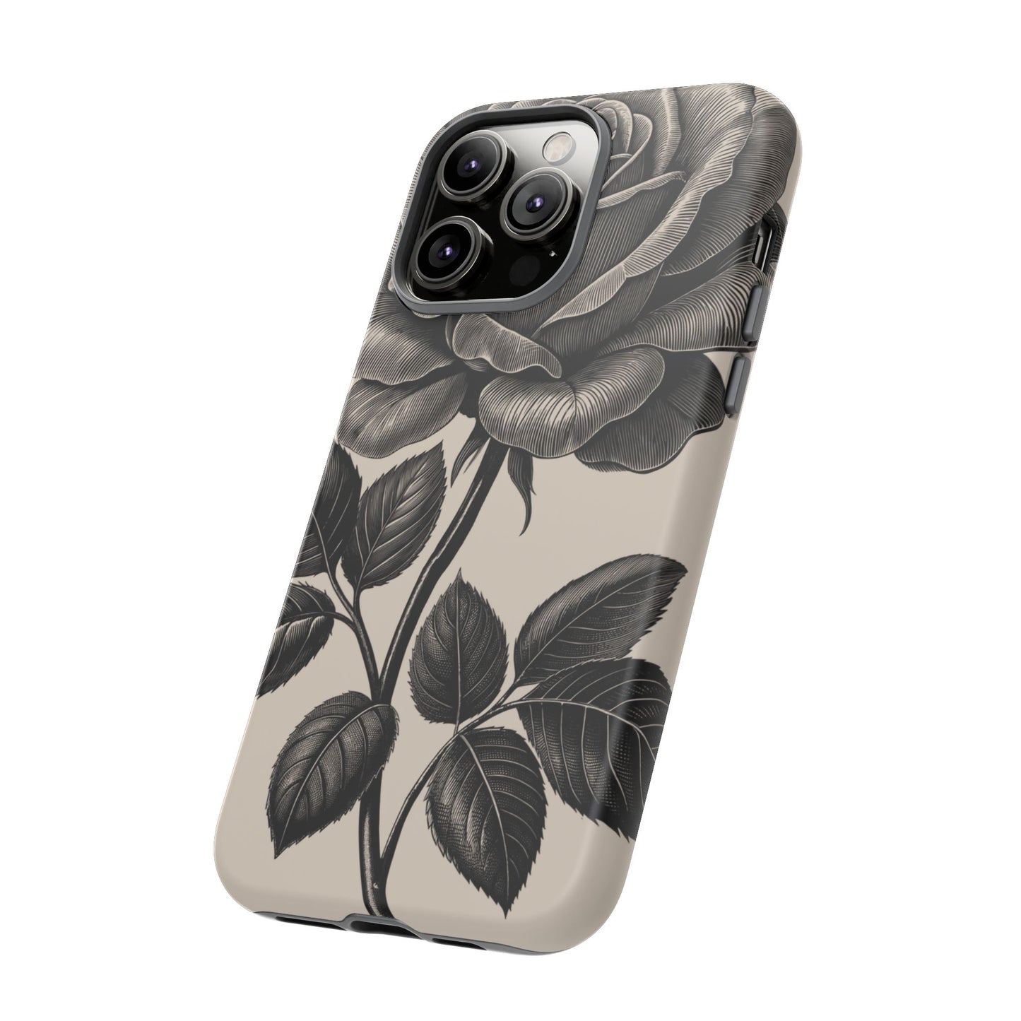 Black Rose Phone Case, Tough Cases with Floral Design, Elegant Tech Accessory, Gift for Flower Lovers, Stylish Protection