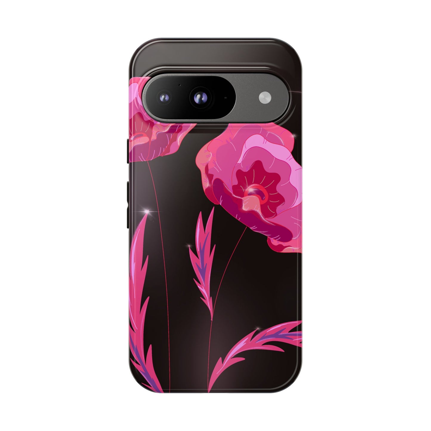 Floral iPhone Case | Tough Cases with Pink Poppy Design, Elegant Flower Phone Cover, Gift for Her, Spring Accessories, Chic Tech