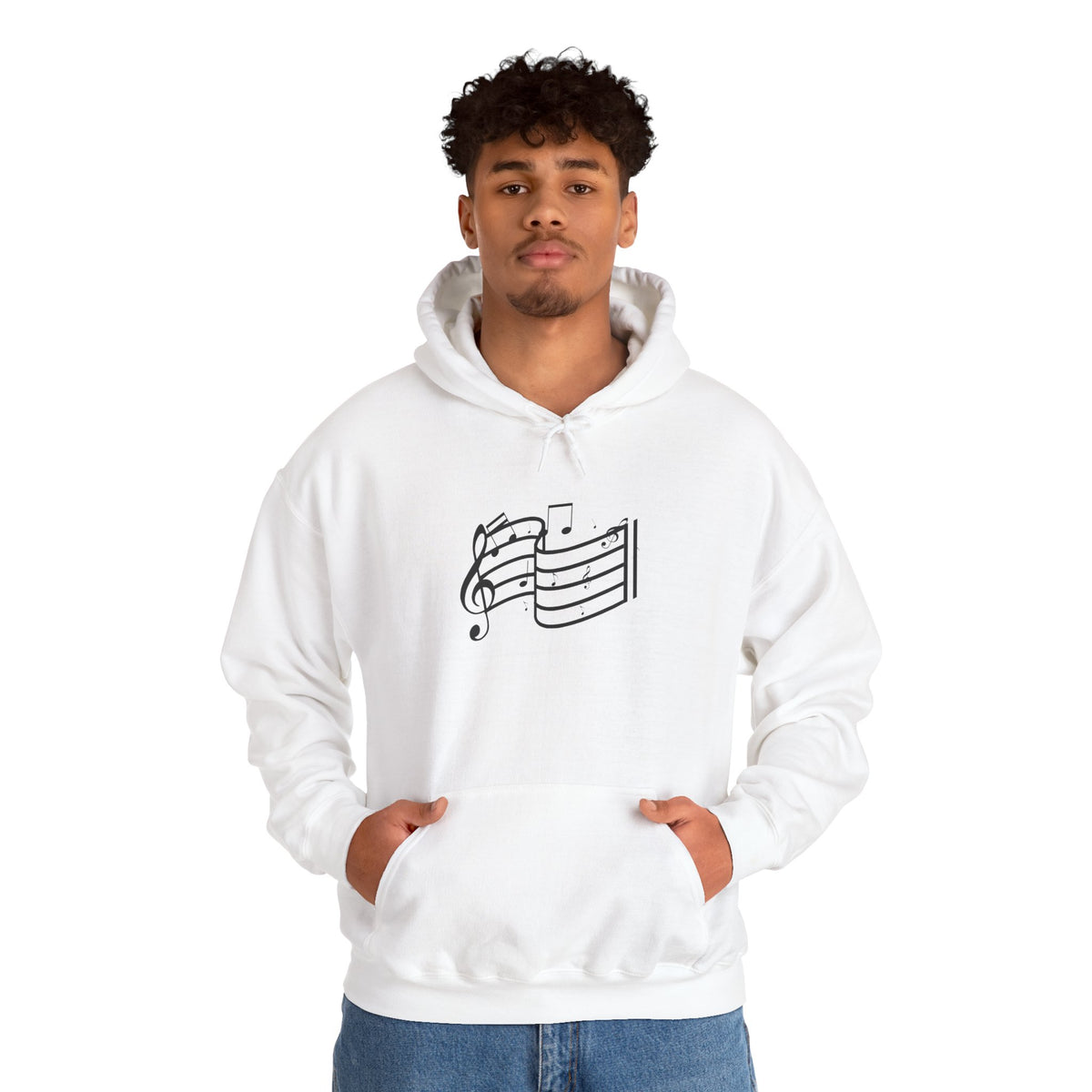 Music Notes Hoodie — Minimal Sheet Music Design