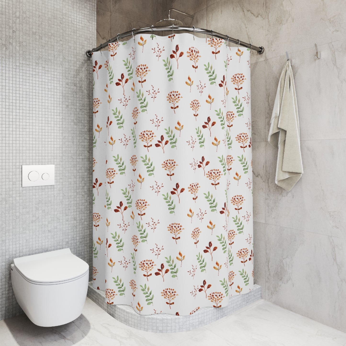 Botanical Floral Shower Curtain — Watercolor Wildflower Pattern