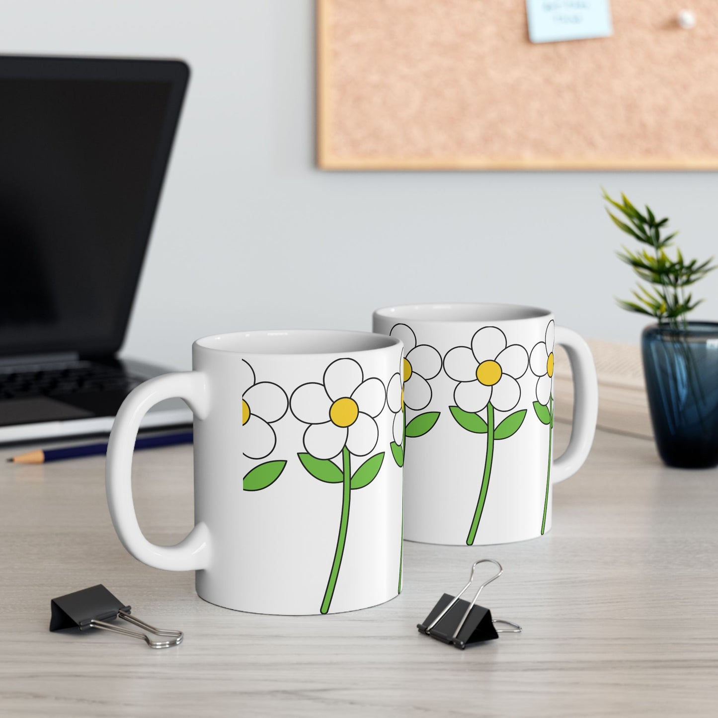 Flower Power Ceramic Mug - 11oz & 15oz, Floral Coffee Cup, Gift for Garden Lovers, Cute Tea Mug for Her, Spring Decor Mug