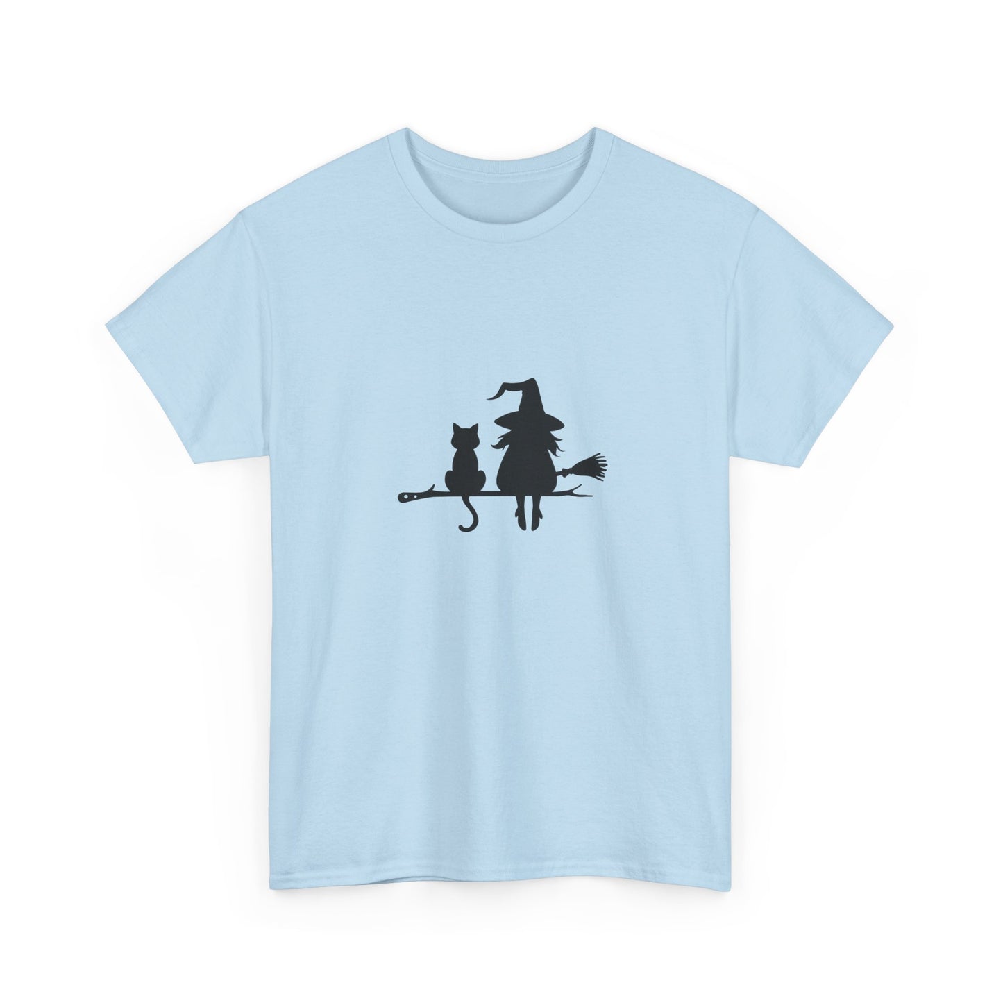 Witch and Cat Tee | Spooky Unisex Shirt for Halloween | Cute Witchwear for Cat Lovers | Fall Wardrobe Essential | Gift for Magical Friends