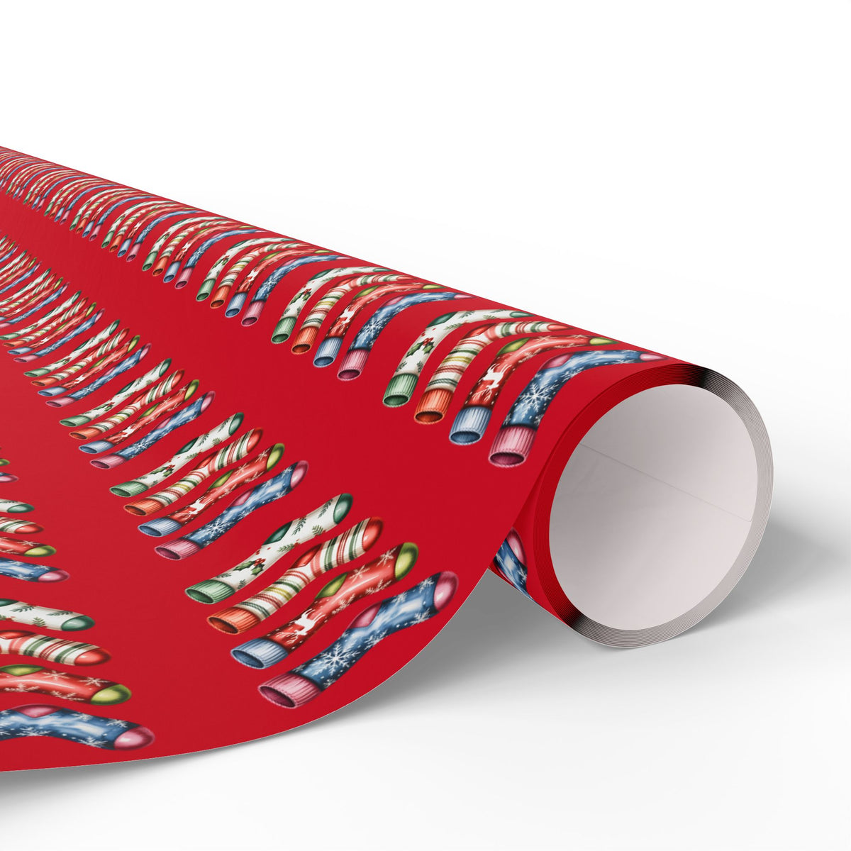 Holiday Candy Cane Wrapping Paper Roll — Red Patterned Gift Wrap