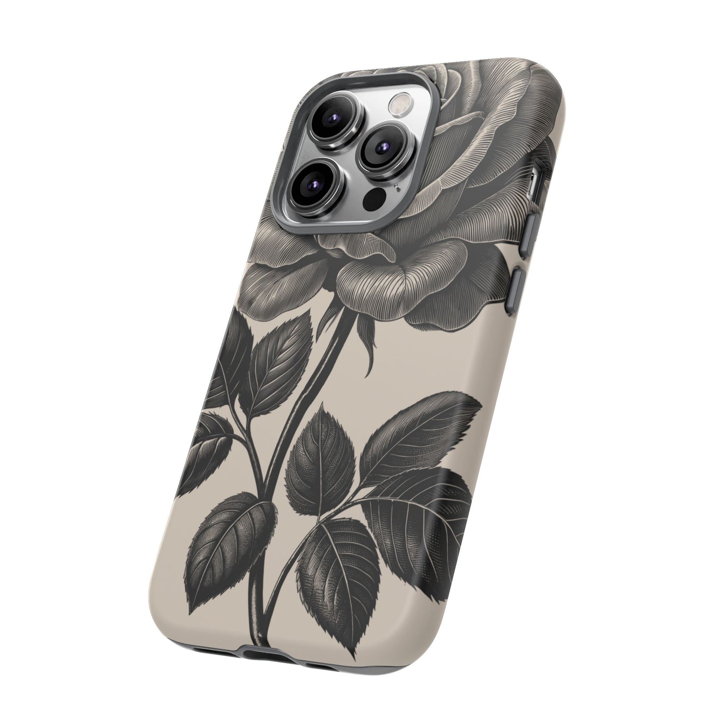 Black Rose Phone Case, Tough Cases with Floral Design, Elegant Tech Accessory, Gift for Flower Lovers, Stylish Protection