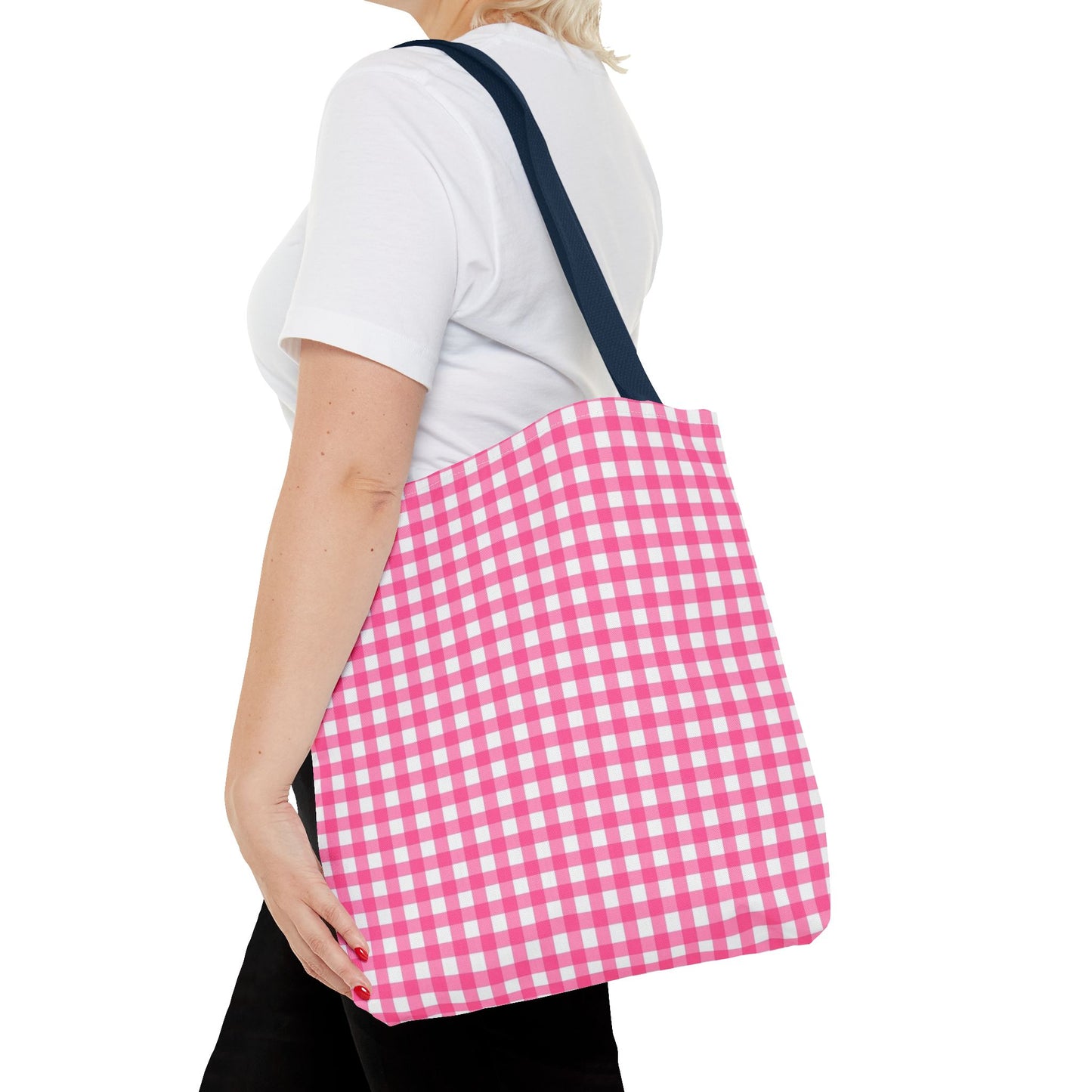 Cute Pink Gingham Tote Bag - Reusable Shopping Bag, Beach Tote