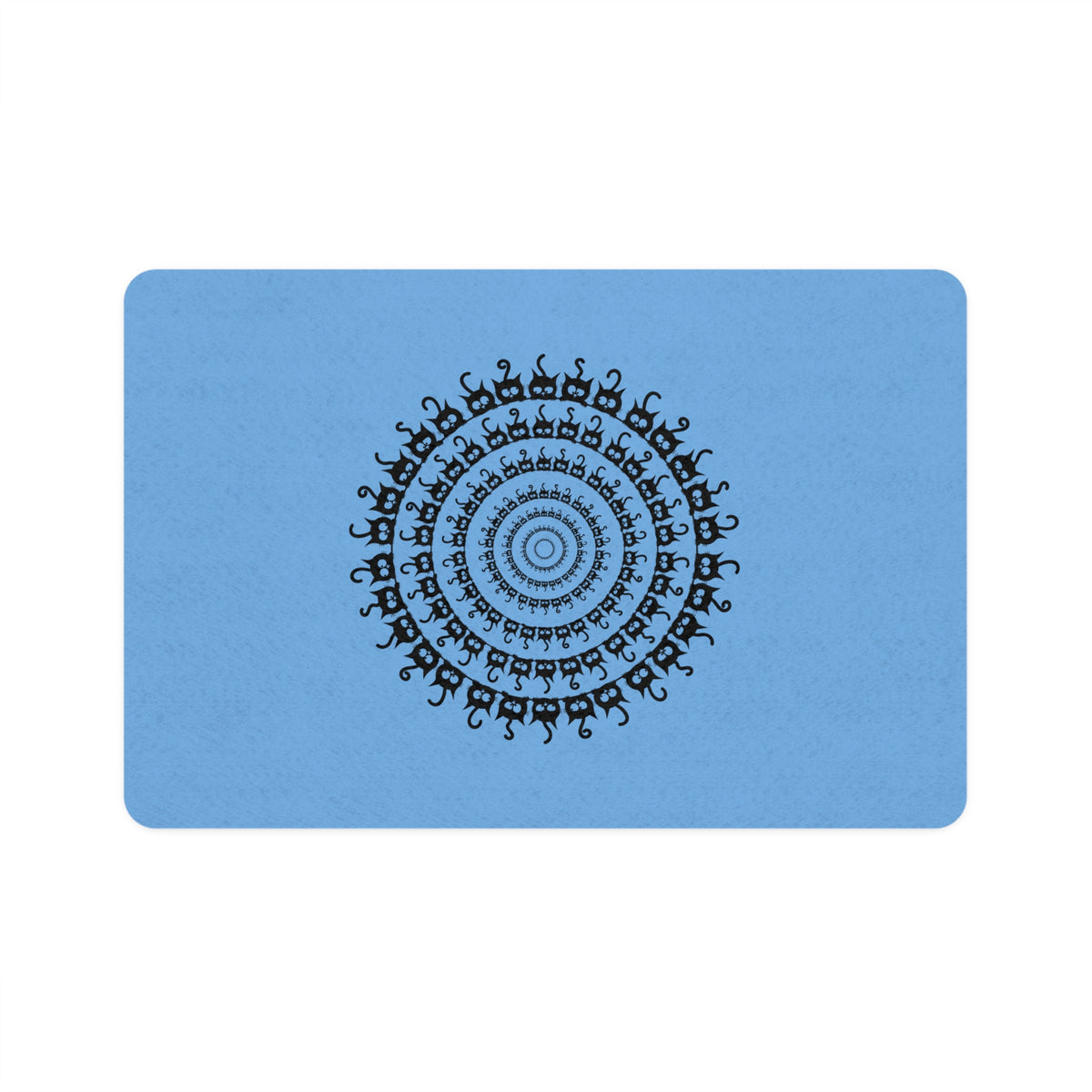Pet Food Mat — Blue Mandala Paw Print Design (12x18)