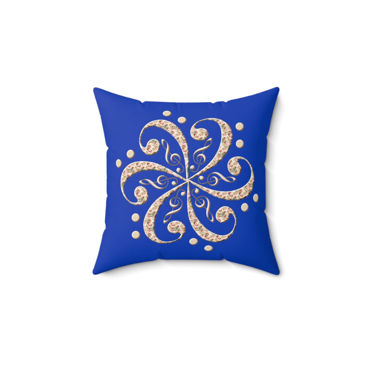 Blue Floral Swirl Decorative Pillow, Home Decor, Bohemian Accent, Sofa Cushion, Gift for Her, Living Room