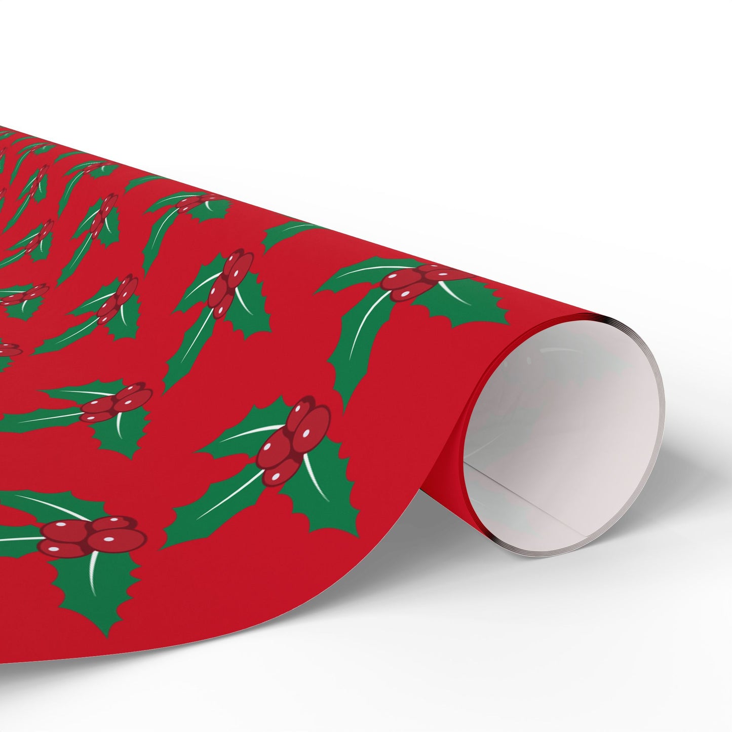 Festive Wrapping Paper Roll | Holiday Gift Wrap | Christmas Gift Wrap | Red Holly Design | Eco-Friendly Gift Wrap