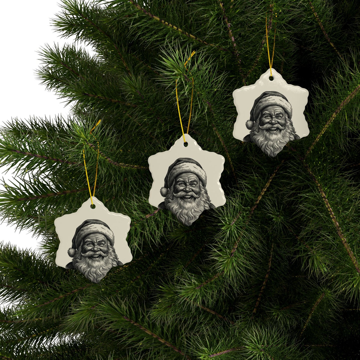 Festive Ceramic Ornaments, 2-Sided Print for Christmas Decor, Personalized Holiday Gifts, Winter Decorations, Santa Claus Ornaments