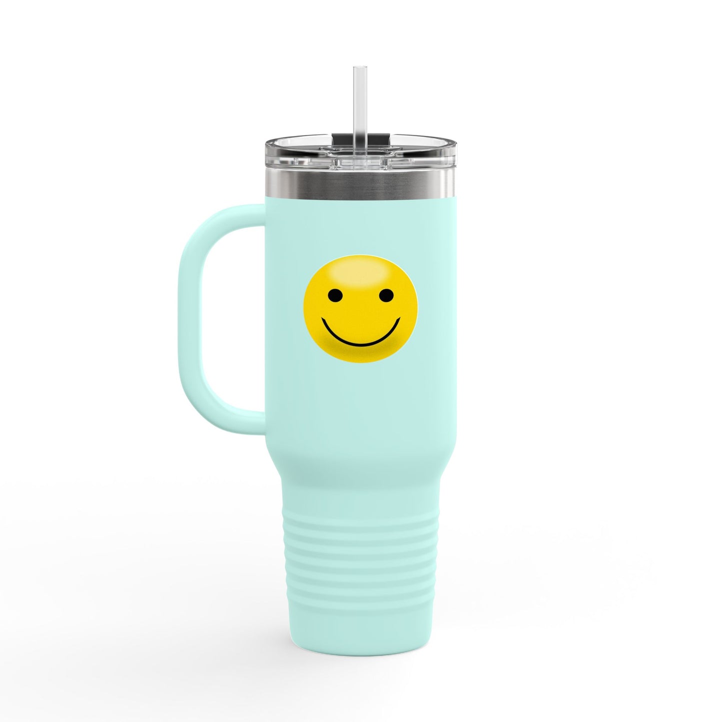 Smiley Face Insulated Travel Mug | 40oz Large Cup for Hot/Cold Beverages | Perfect for Travel & Gifting