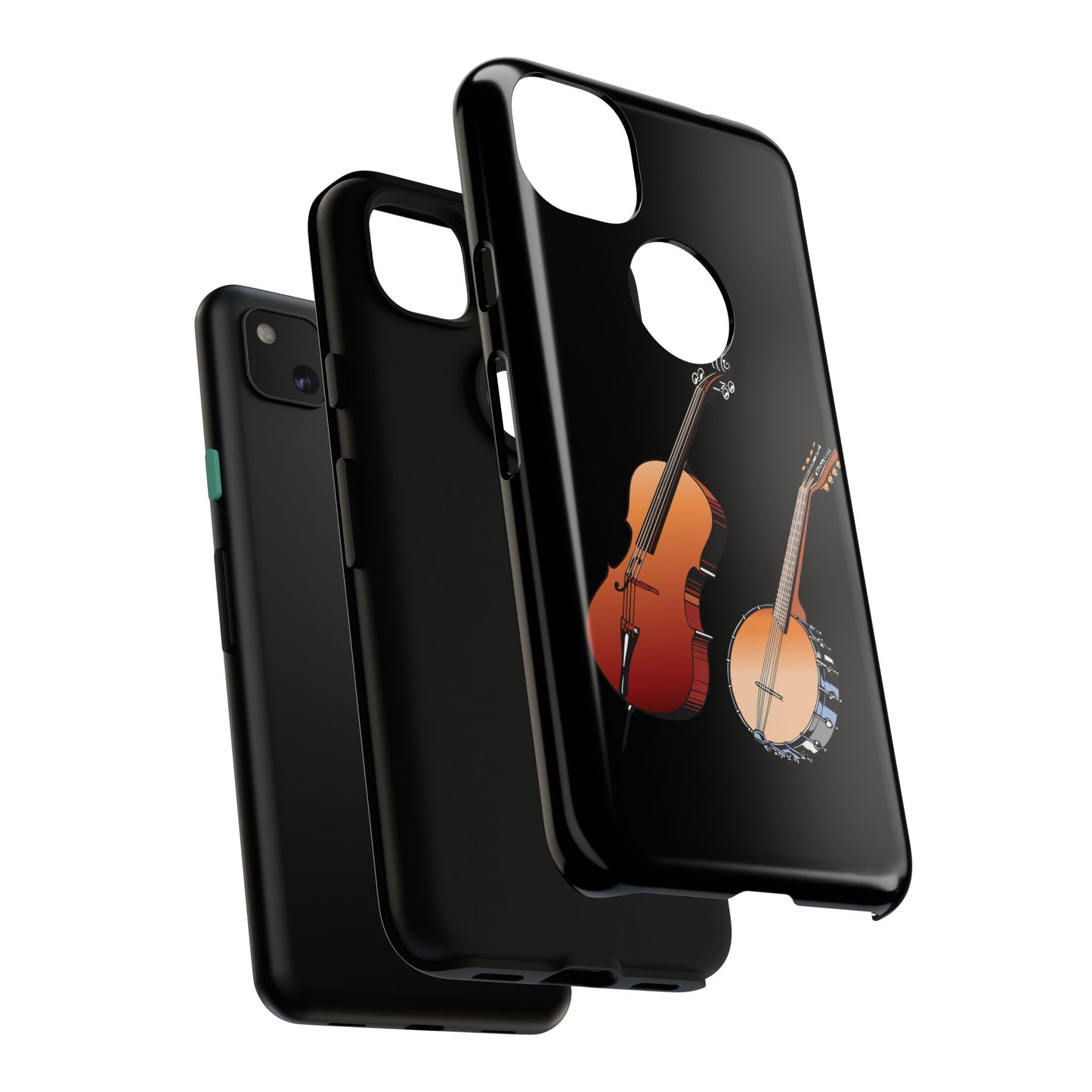 Musical Instrument Phone Case - Violin & Banjo Design, Music Lover Gift, Unique Phone Cover, Holiday Gift, Durable Tough Cases