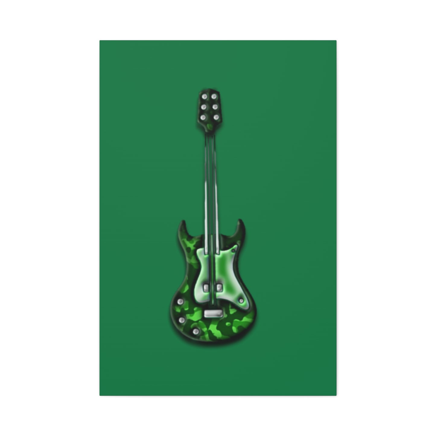 Green Electric Guitar Canvas Art, Music Wall Decor, Rock n Roll Gift, Guitar Lover's Art, Stretched Green Canvas, Home Theater Decor