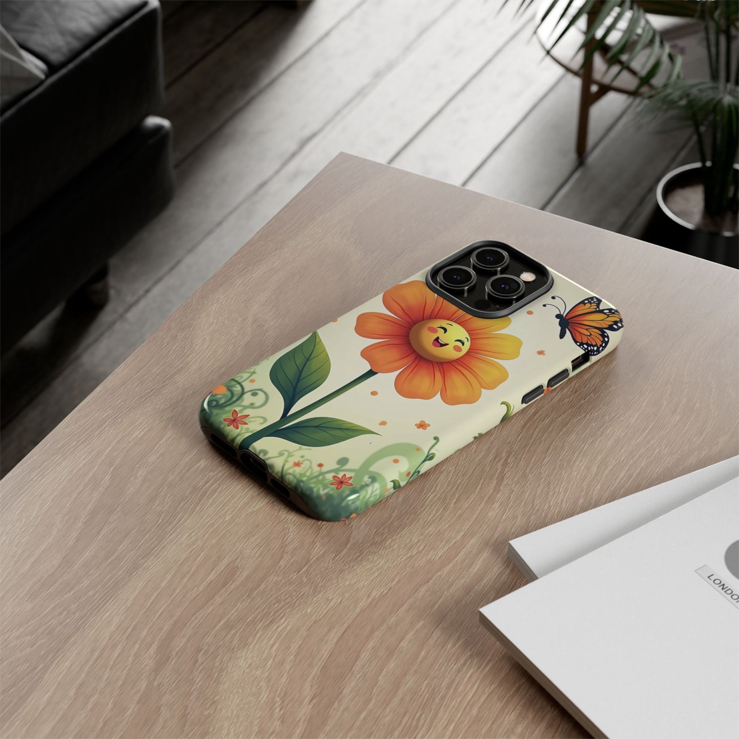 Floral Phone Case with Butterfly Design, Cute Flower Phone Cover for Nature Lovers, Eco-Friendly Gift, Spring Vibes, Birthday Present