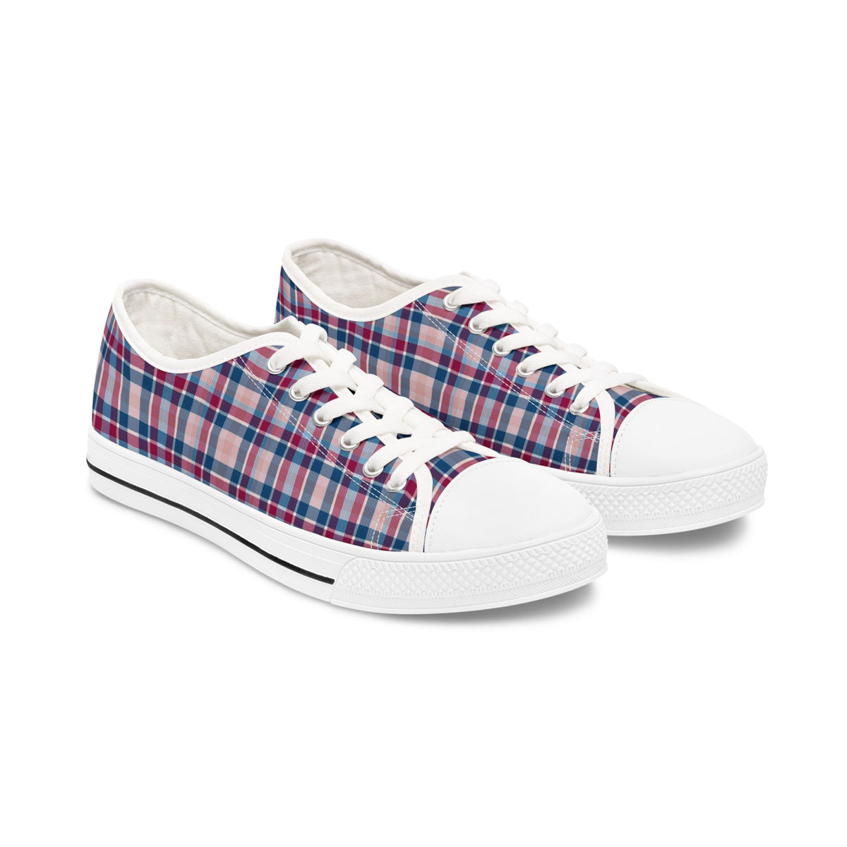 Plaid Low Top Sneakers — Casual Canvas Shoes
