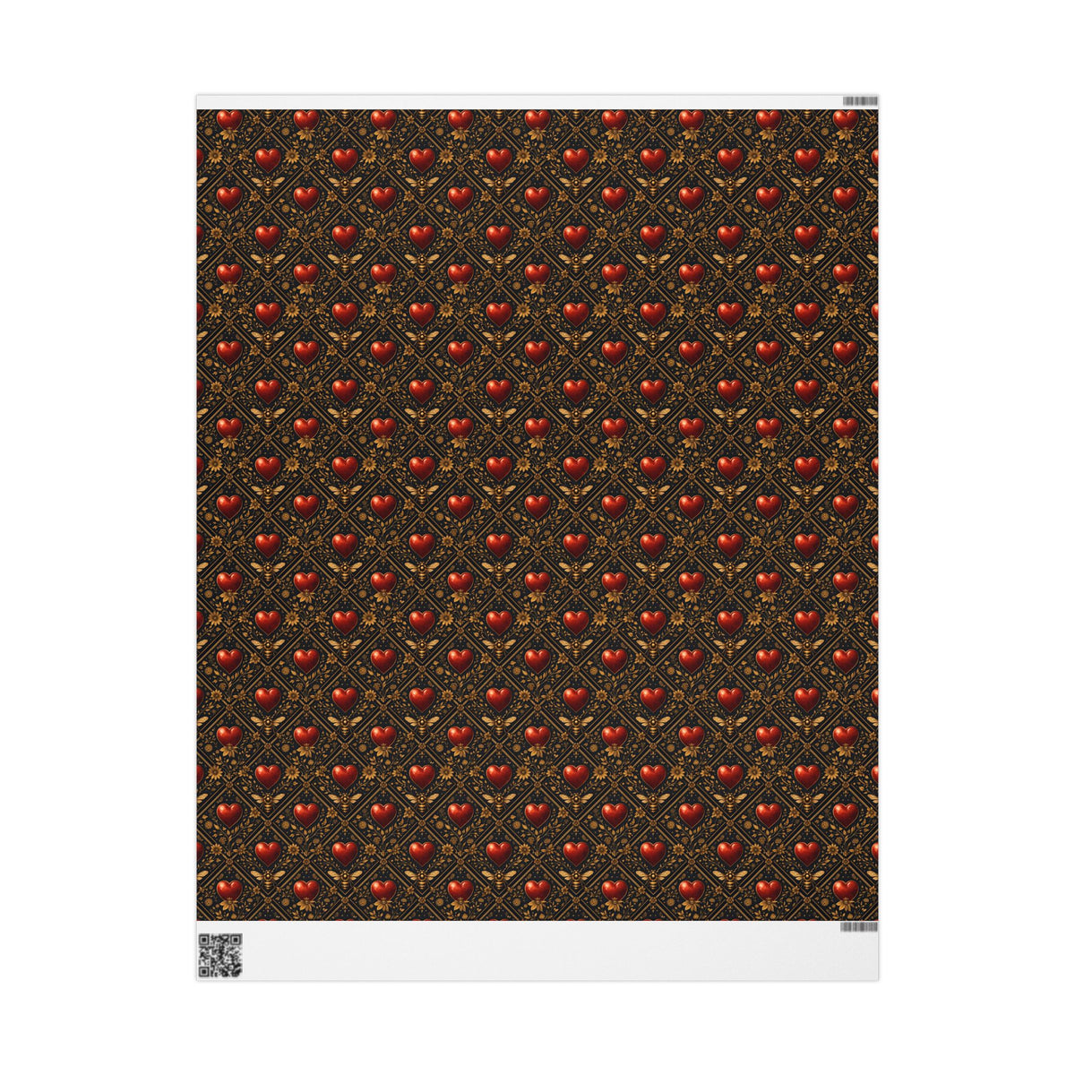 Ornate Heart Wrapping Paper Roll – Elegant Red & Gold Gift Wrap
