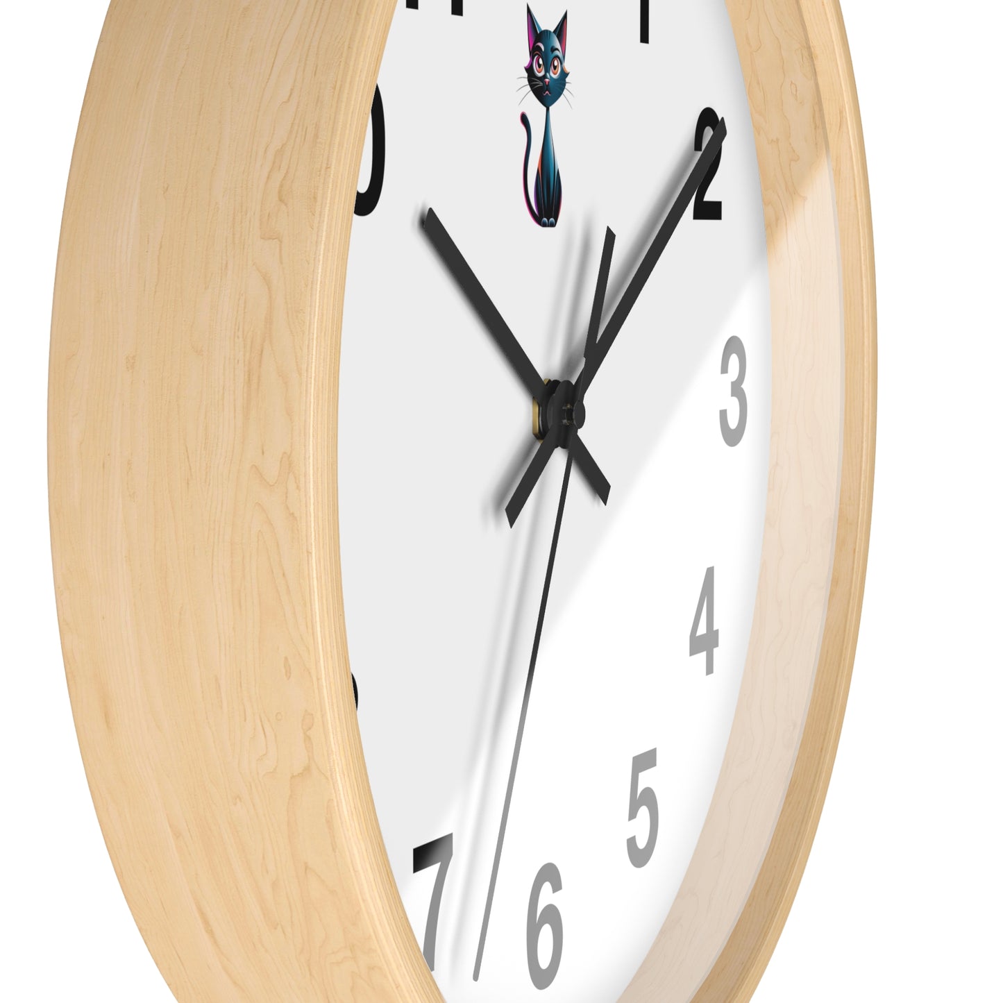 Cute Cat Wall Clock, Feline Decor, Home Office, Gift for Cat Lovers, Adorable Wall Art