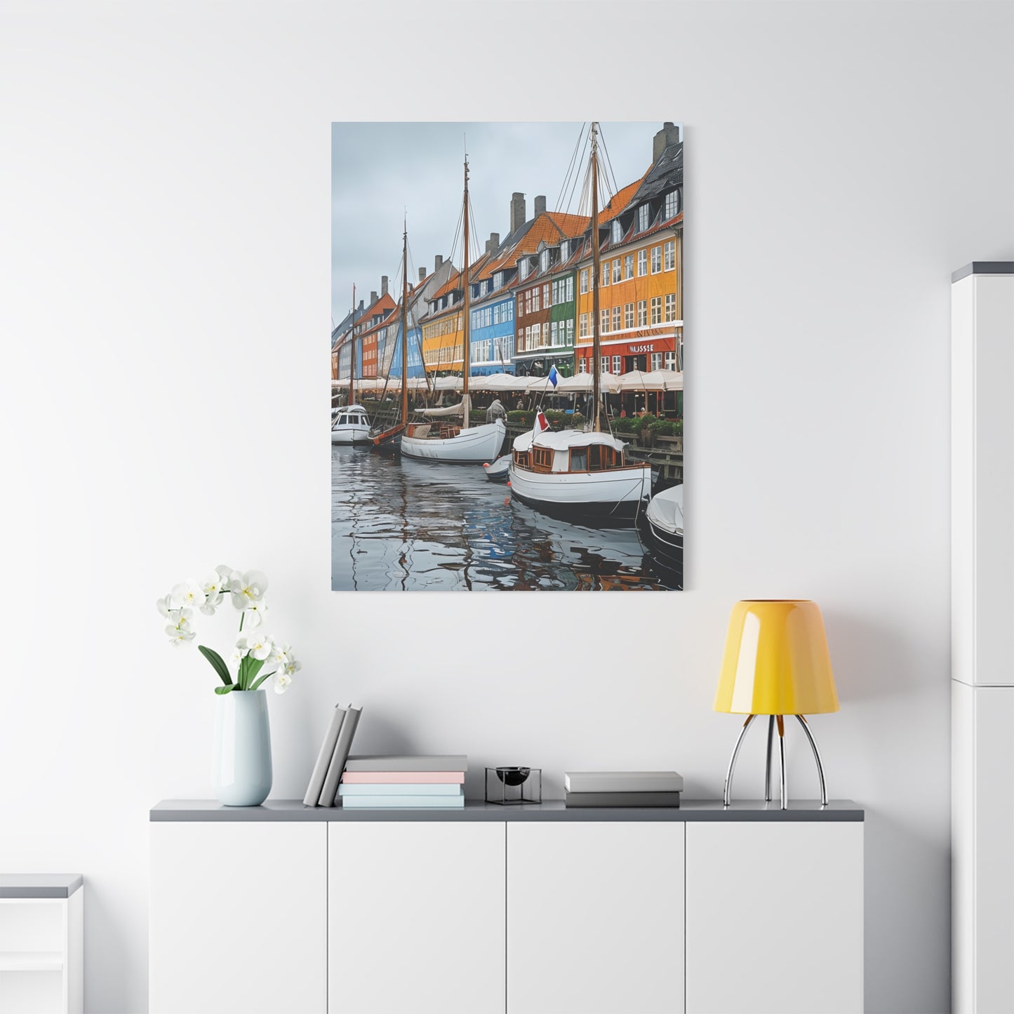 Coastal Canvas Print, Vibrant Harbor Art, Nautical Home Decor, Gift for Sailors, Maritime Wall Art