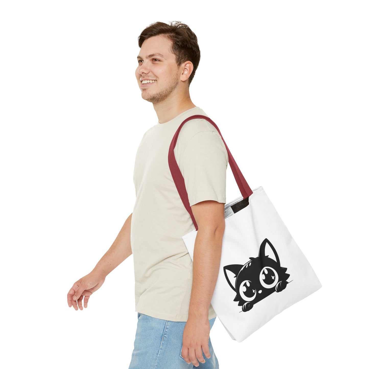 Adorable Cat Face Tote Bag | Cute Kitten Shopping Bag | Gift for Cat Lovers | Everyday Use | Eco-Friendly Accessory