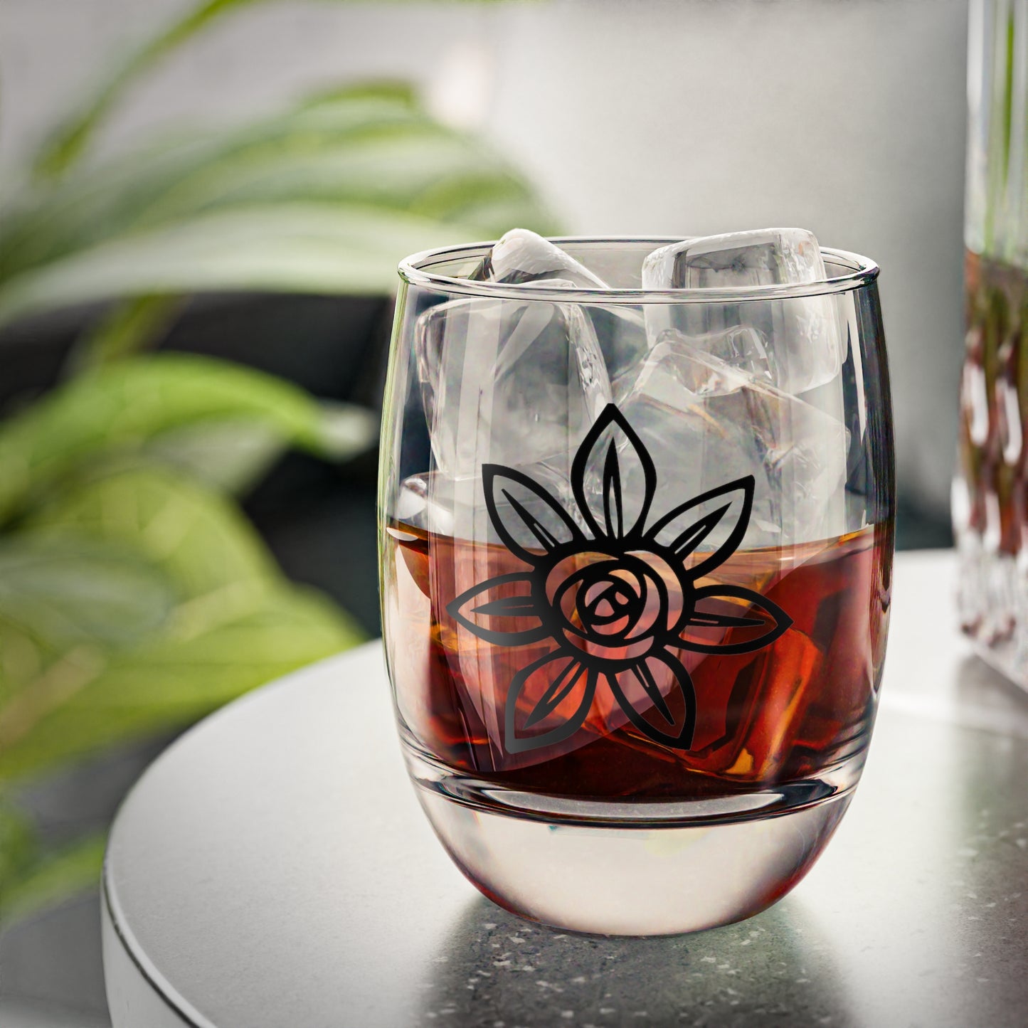 Elegant Floral Whiskey Glass | Perfect Gift for Whiskey Lovers, Barware, Home Decor, Anniversary, Wedding