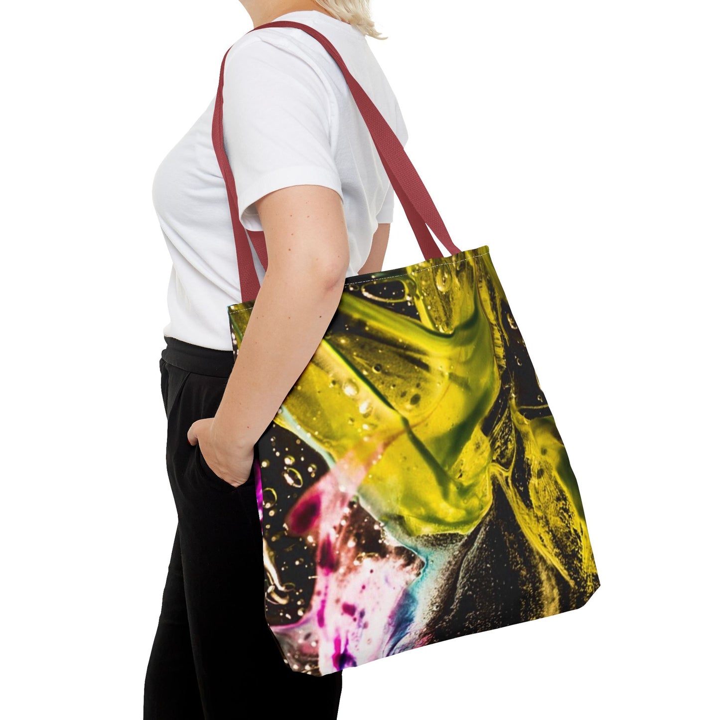 Vibrant Abstract Art Tote Bag, Colorful Reusable Shopper