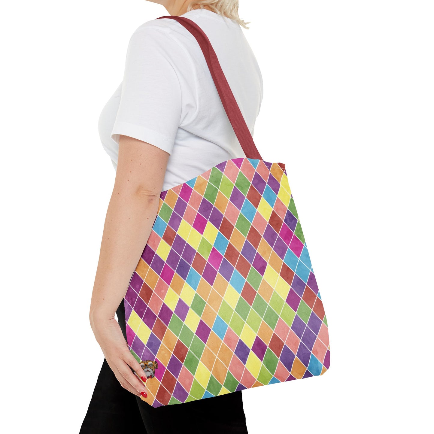 Colorful Geometric Tote Bag, Funky Shoulder Bag, Eco-Friendly Shopping Tote, Stylish Beach Bag, Art-Inspired Everyday Bag